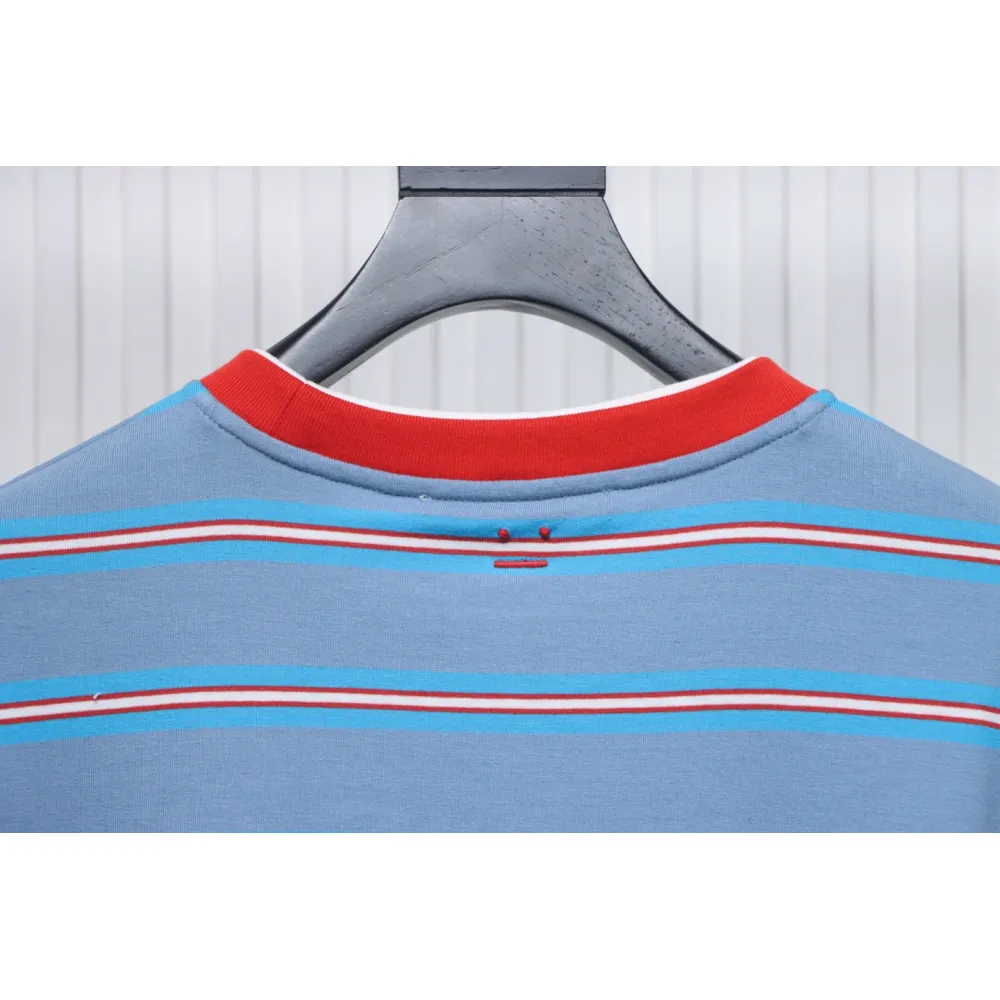 Acne Studios Layered Blue Striped Fake Two-Piece Smiley Face Label Long Sleeves