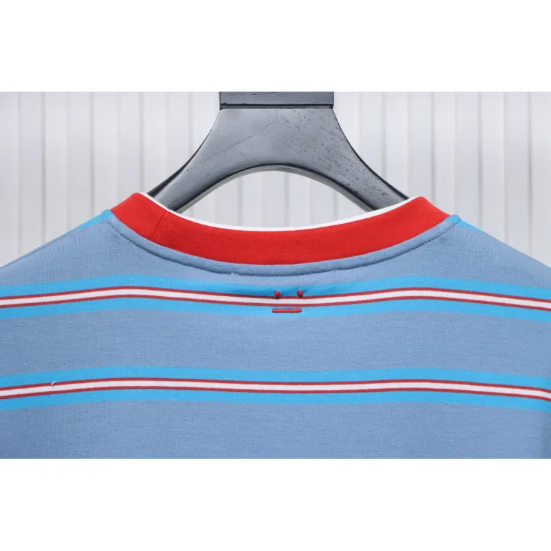 Acne Studios Layered Blue Striped Fake Two-Piece Smiley Face Label Long Sleeves