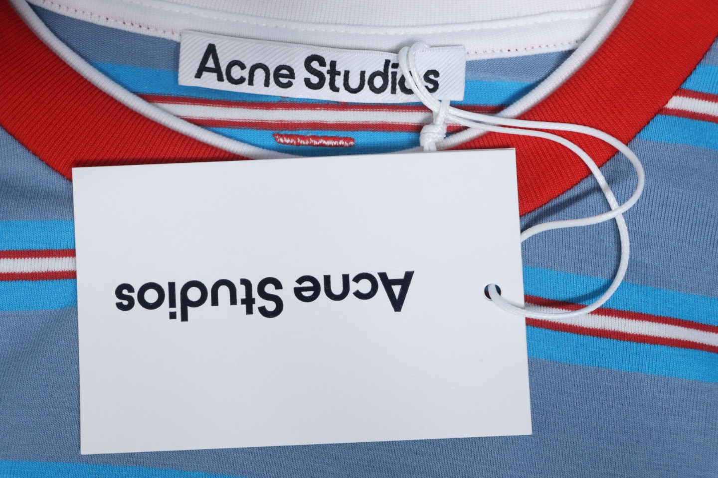 Acne Studios Layered Blue Striped Fake Two-Piece Smiley Face Label Long Sleeves