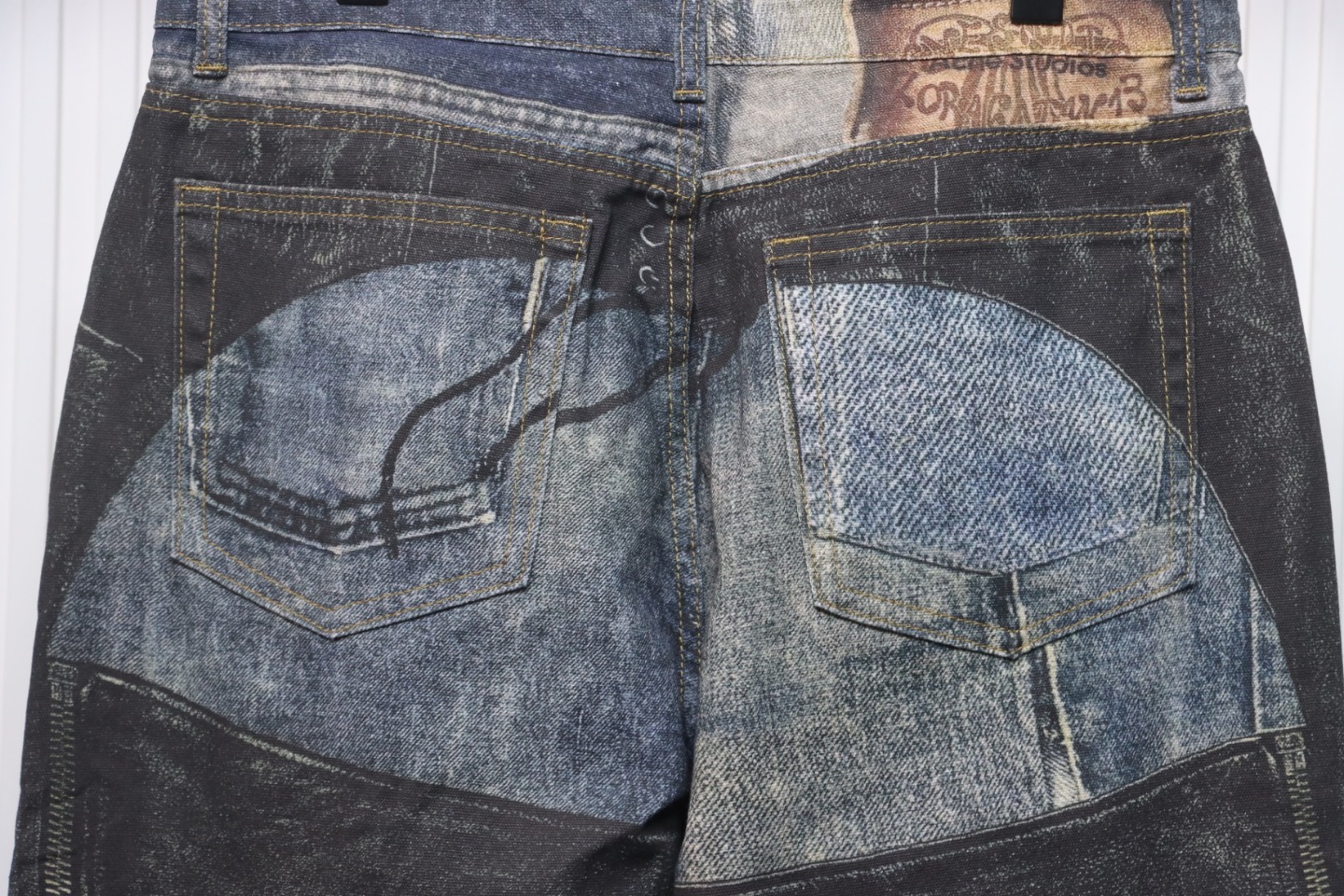 Acne Studios Optical Illusion Digital Belt Zipper Button 3D Printed Jeans