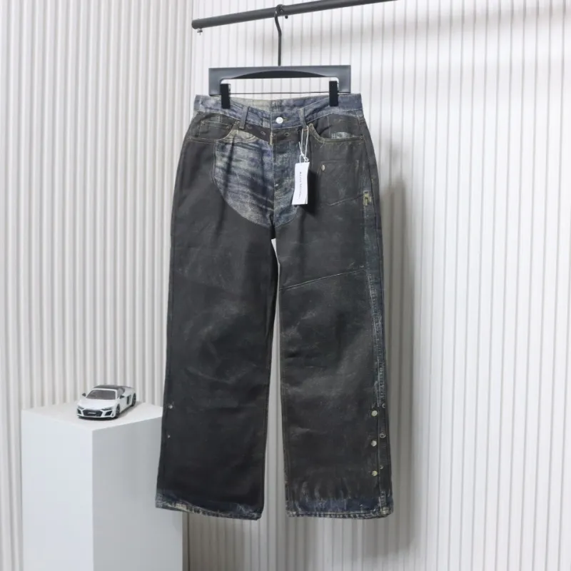 Acne Studios Optical Illusion Digital Belt Zipper Button 3D Printed Jeans