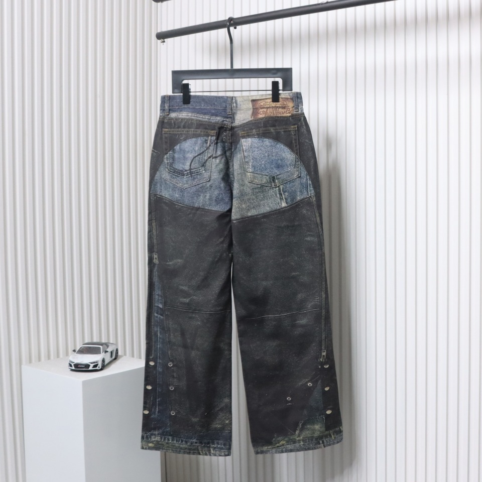 Acne Studios Optical Illusion Digital Belt Zipper Button 3D Printed Jeans