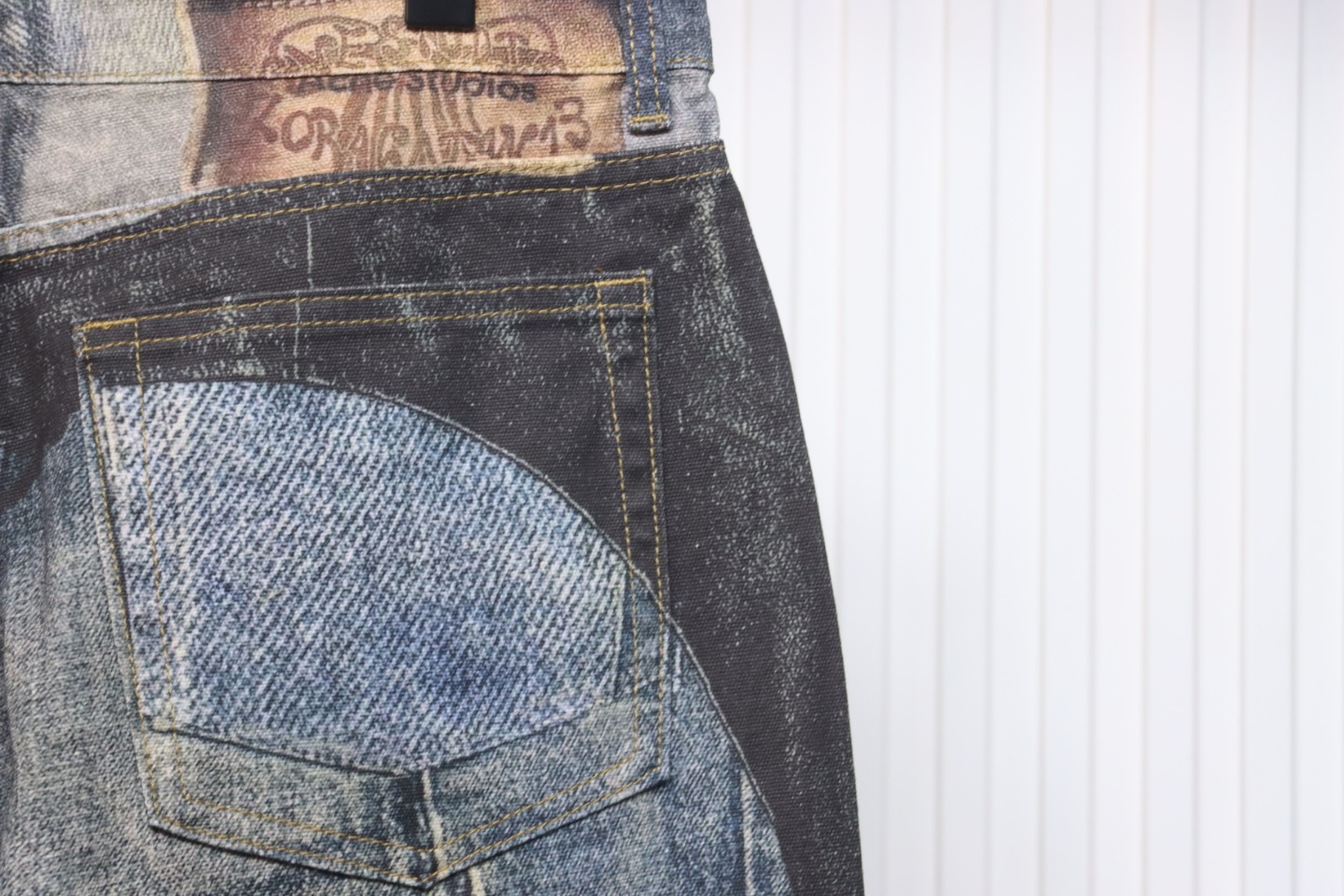 Acne Studios Optical Illusion Digital Belt Zipper Button 3D Printed Jeans