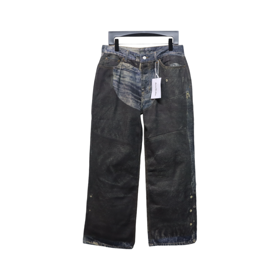 Acne Studios Optical Illusion Digital Belt Zipper Button 3D Printed Jeans