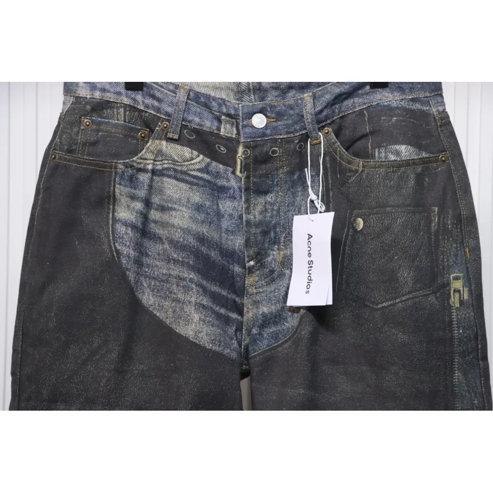 Acne Studios Optical Illusion Digital Belt Zipper Button 3D Printed Jeans