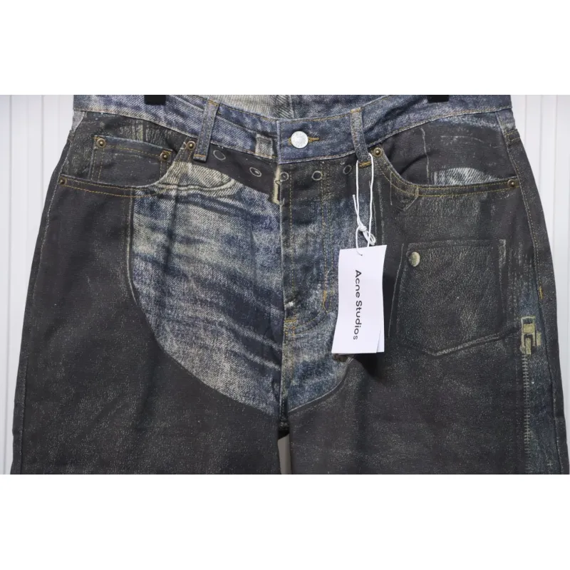 Acne Studios Optical Illusion Digital Belt Zipper Button 3D Printed Jeans