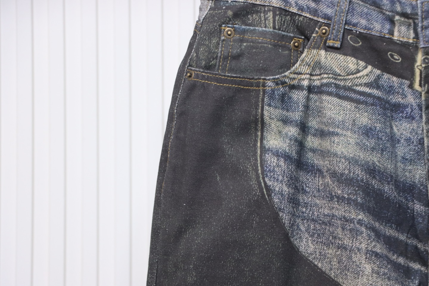 Acne Studios Optical Illusion Digital Belt Zipper Button 3D Printed Jeans