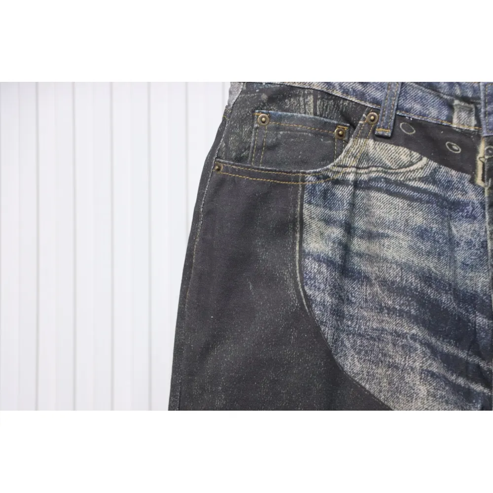 Acne Studios Optical Illusion Digital Belt Zipper Button 3D Printed Jeans