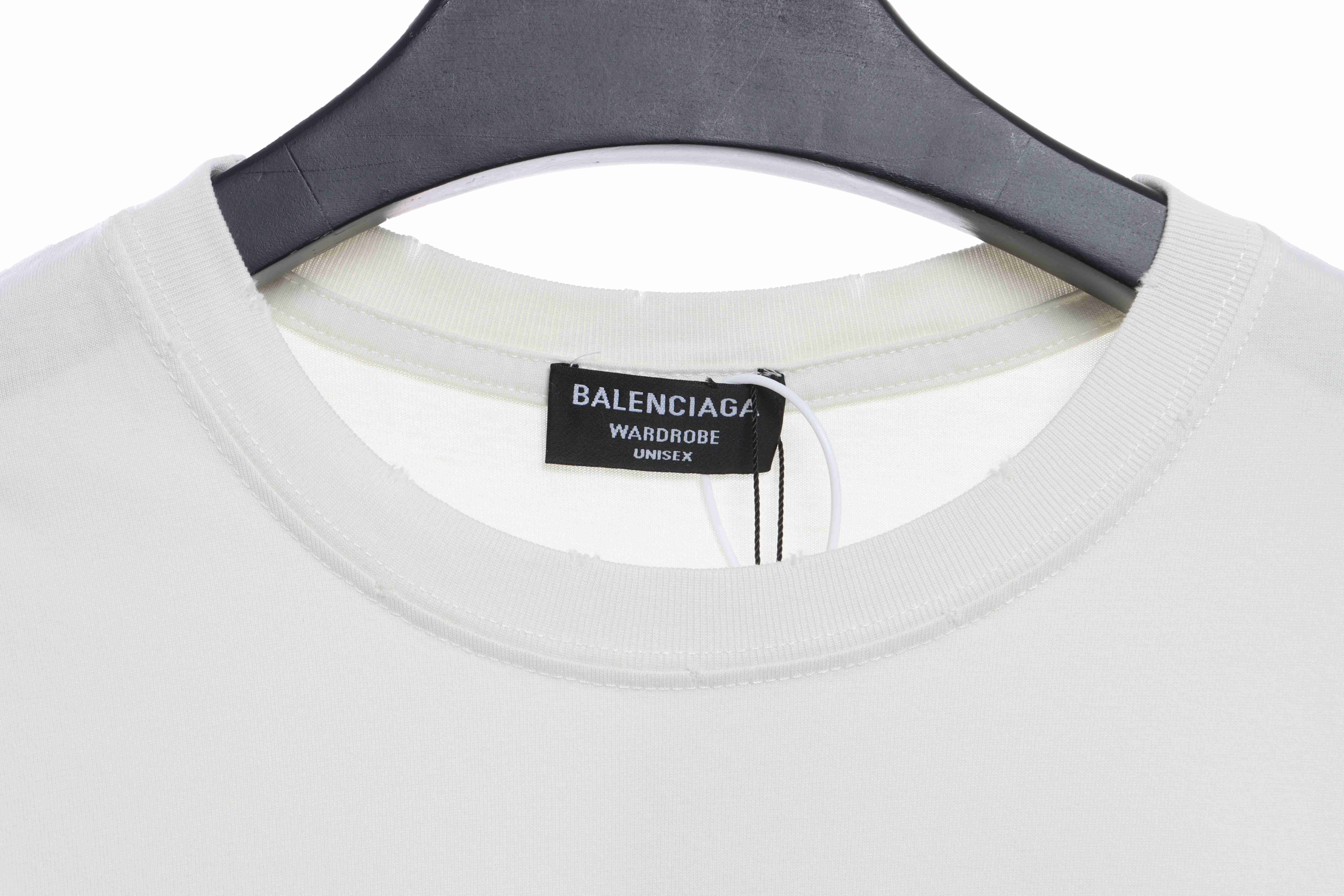 Balenciaga BB Emblem Destruction Embroidery Short Sleeves