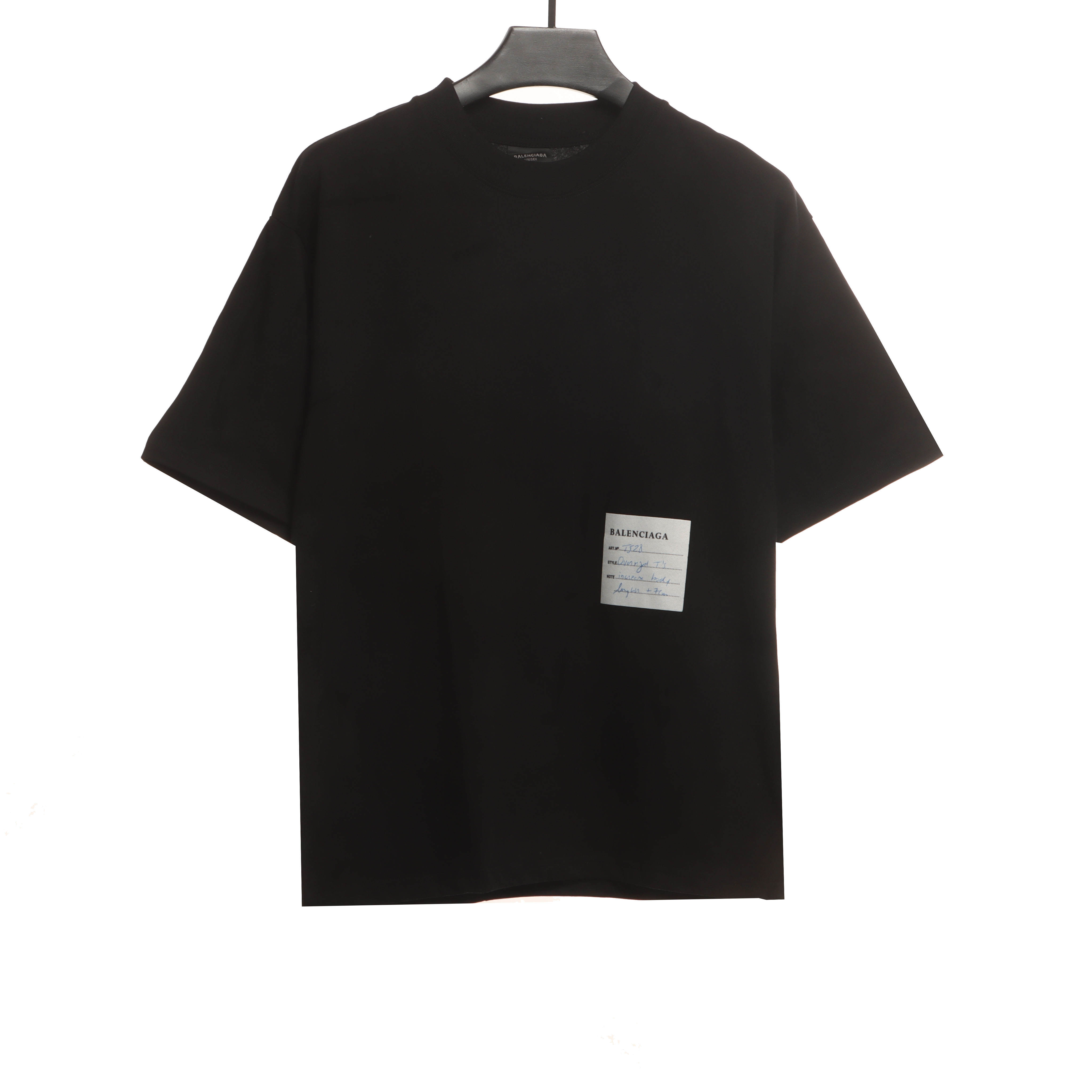 Balenciaga Black Short Sleeves With Signature Patch On Hem