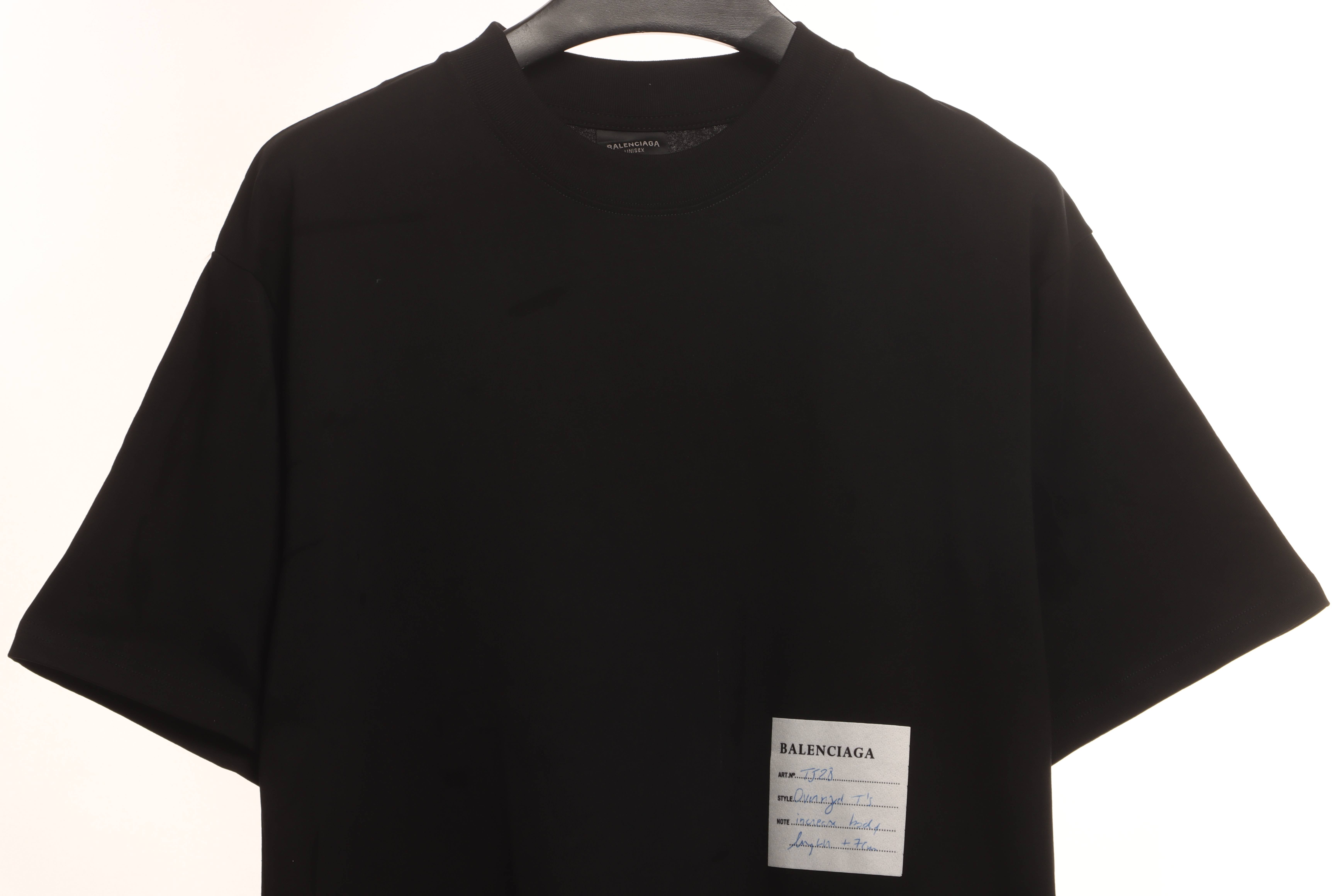 Balenciaga Black Short Sleeves With Signature Patch On Hem
