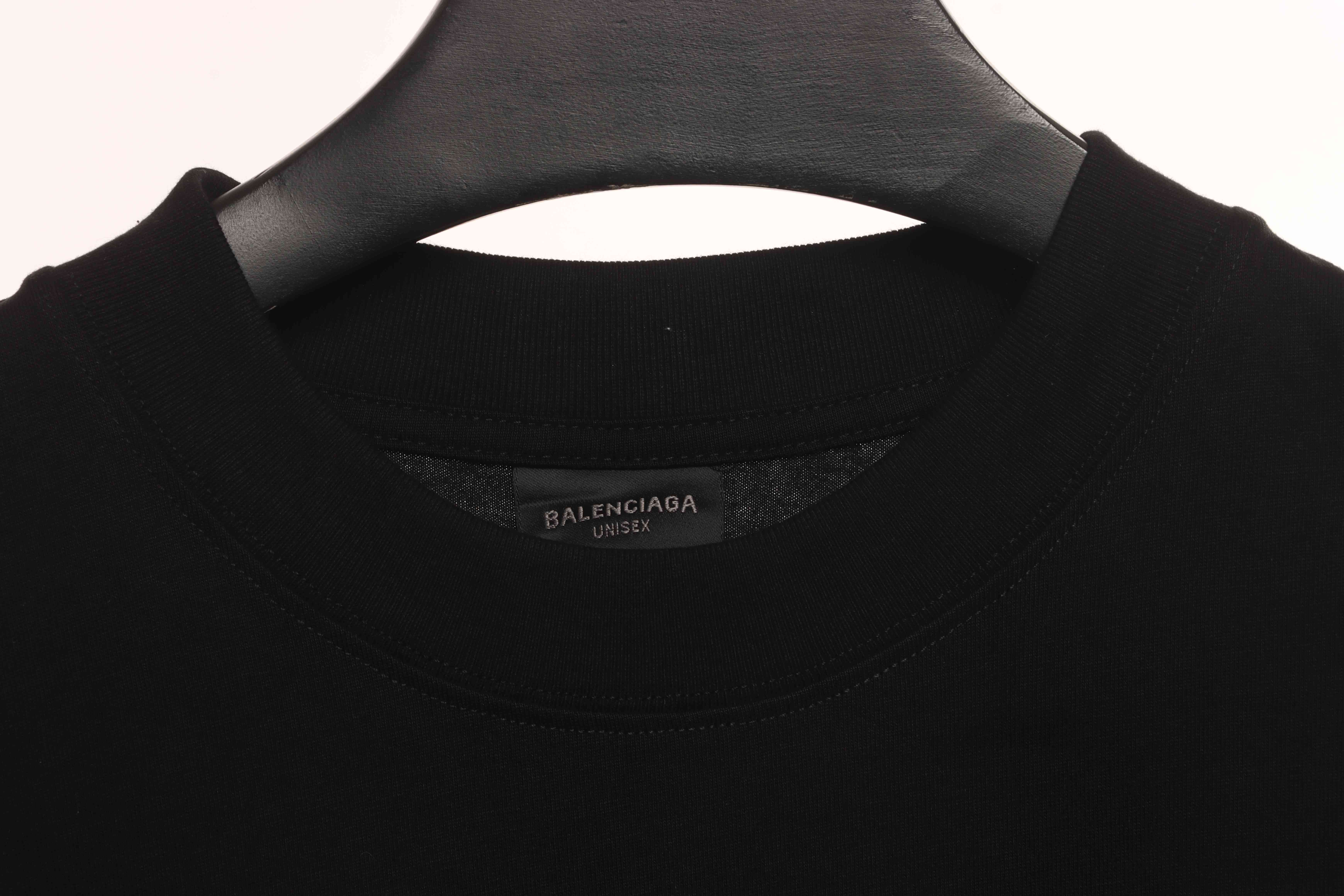 Balenciaga Black Short Sleeves With Signature Patch On Hem