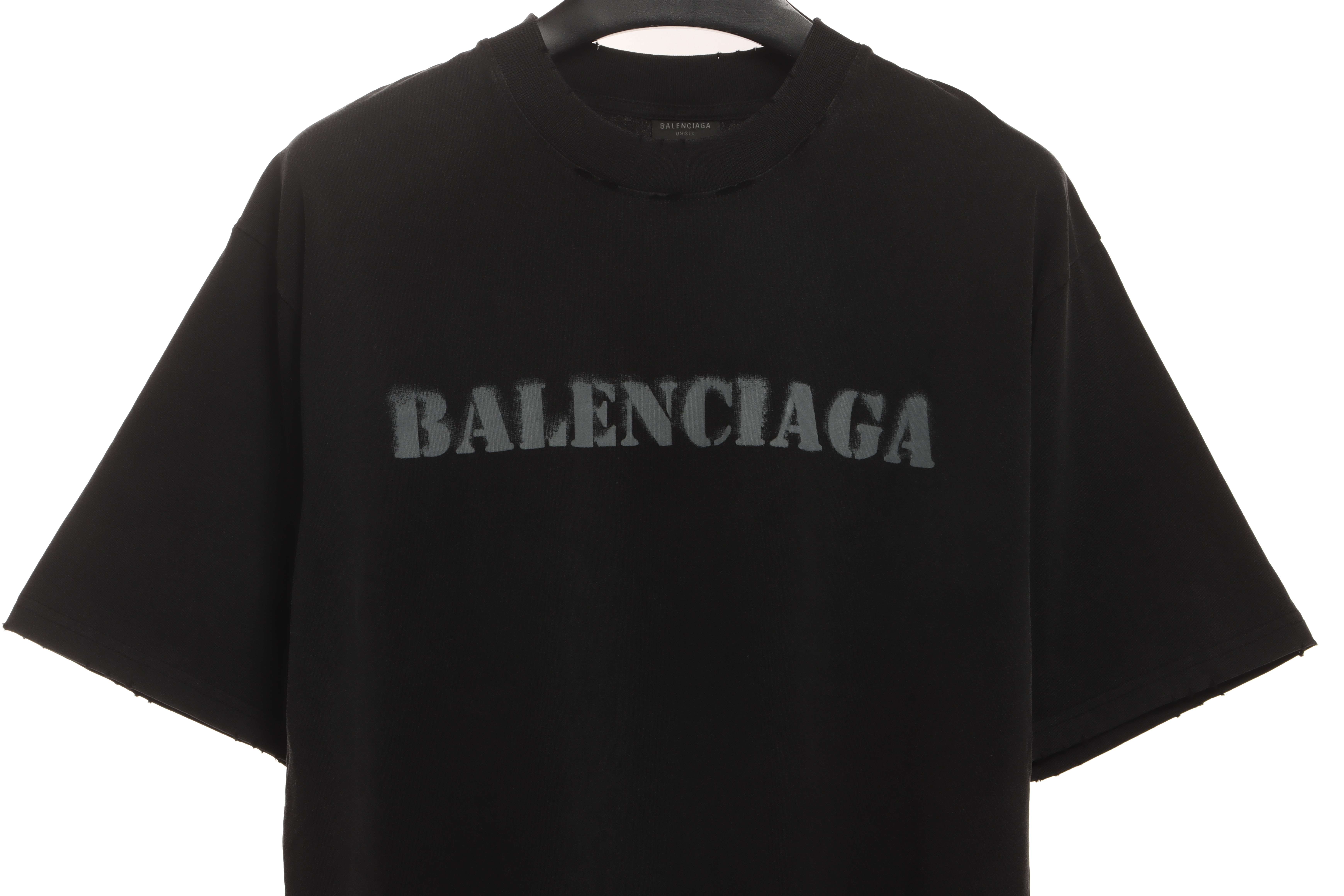 Balenciaga Blurred LOGO Short Sleeve Black