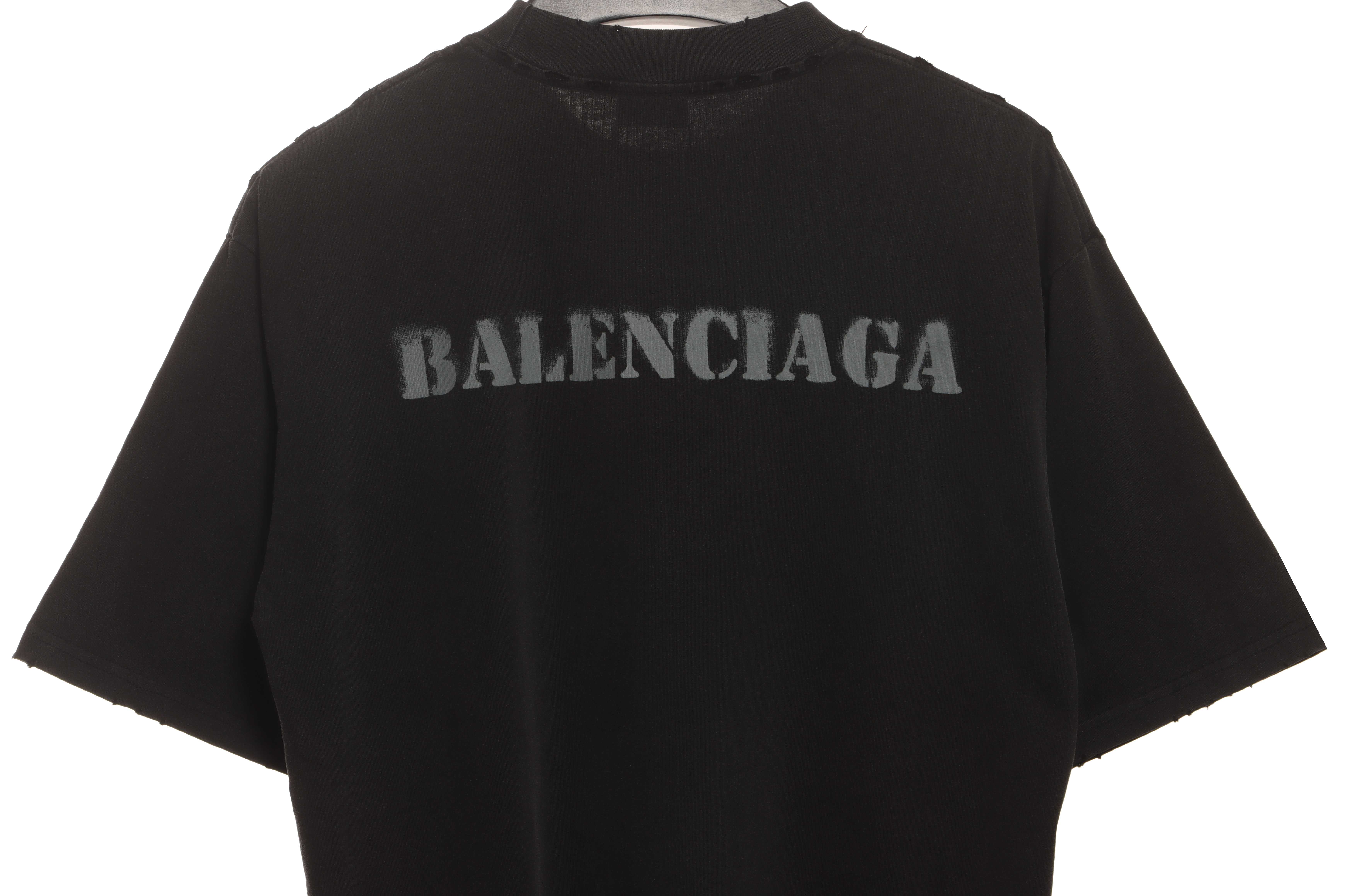 Balenciaga Blurred LOGO Short Sleeve Black