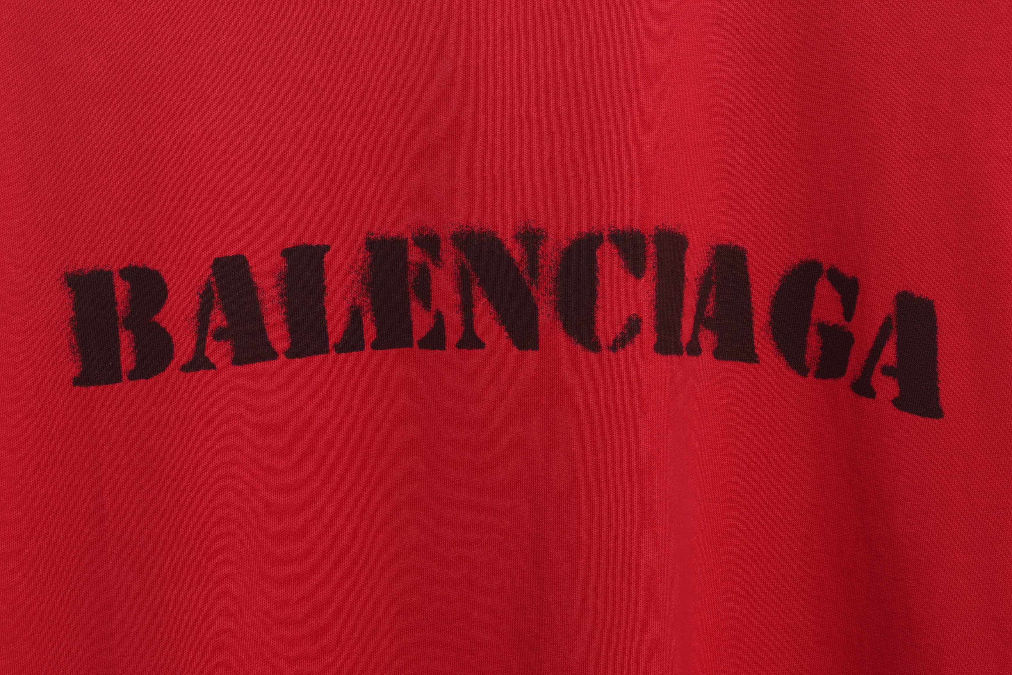 Balenciaga Blurred LOGO Short Sleeve Red