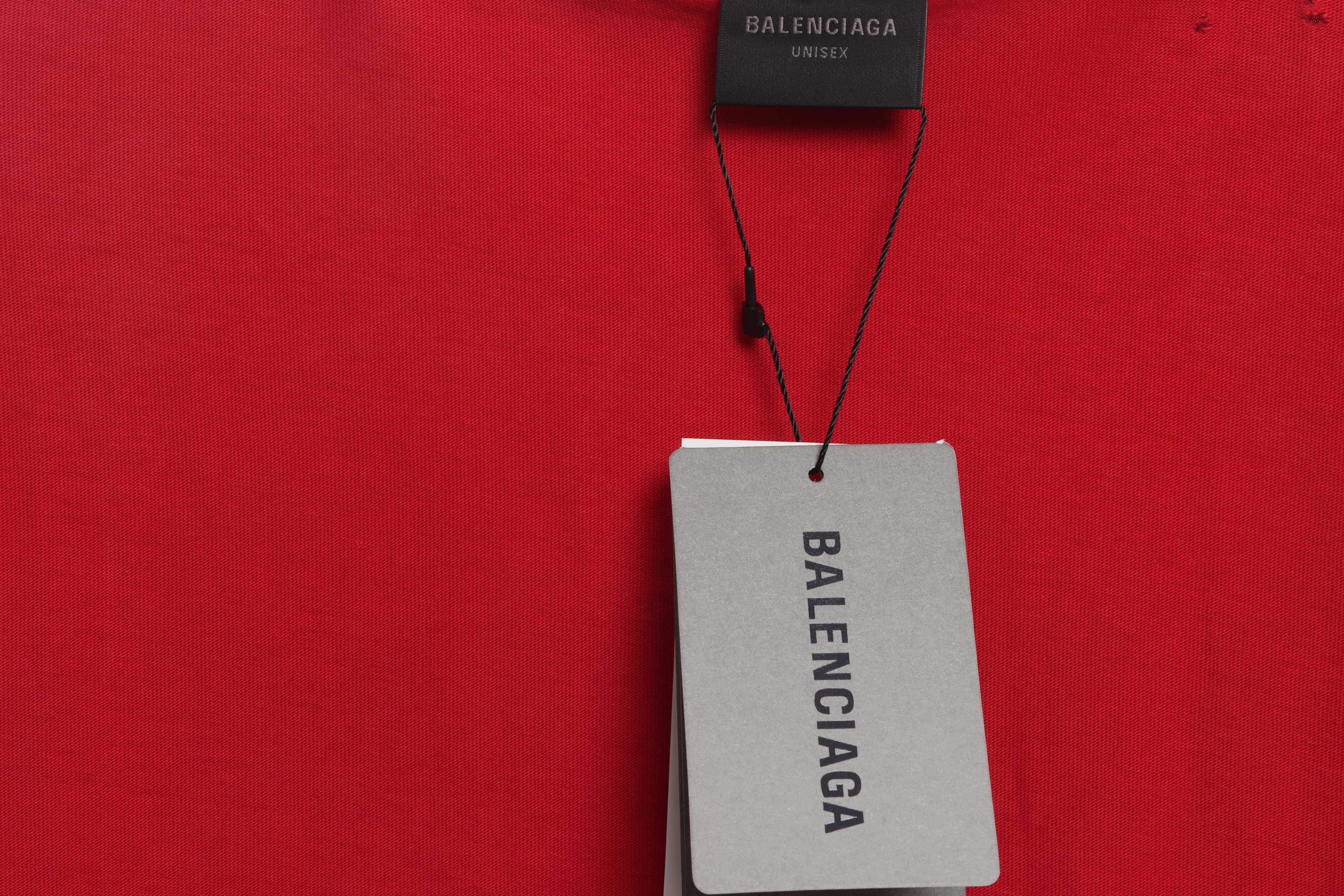 Balenciaga Blurred LOGO Short Sleeve Red