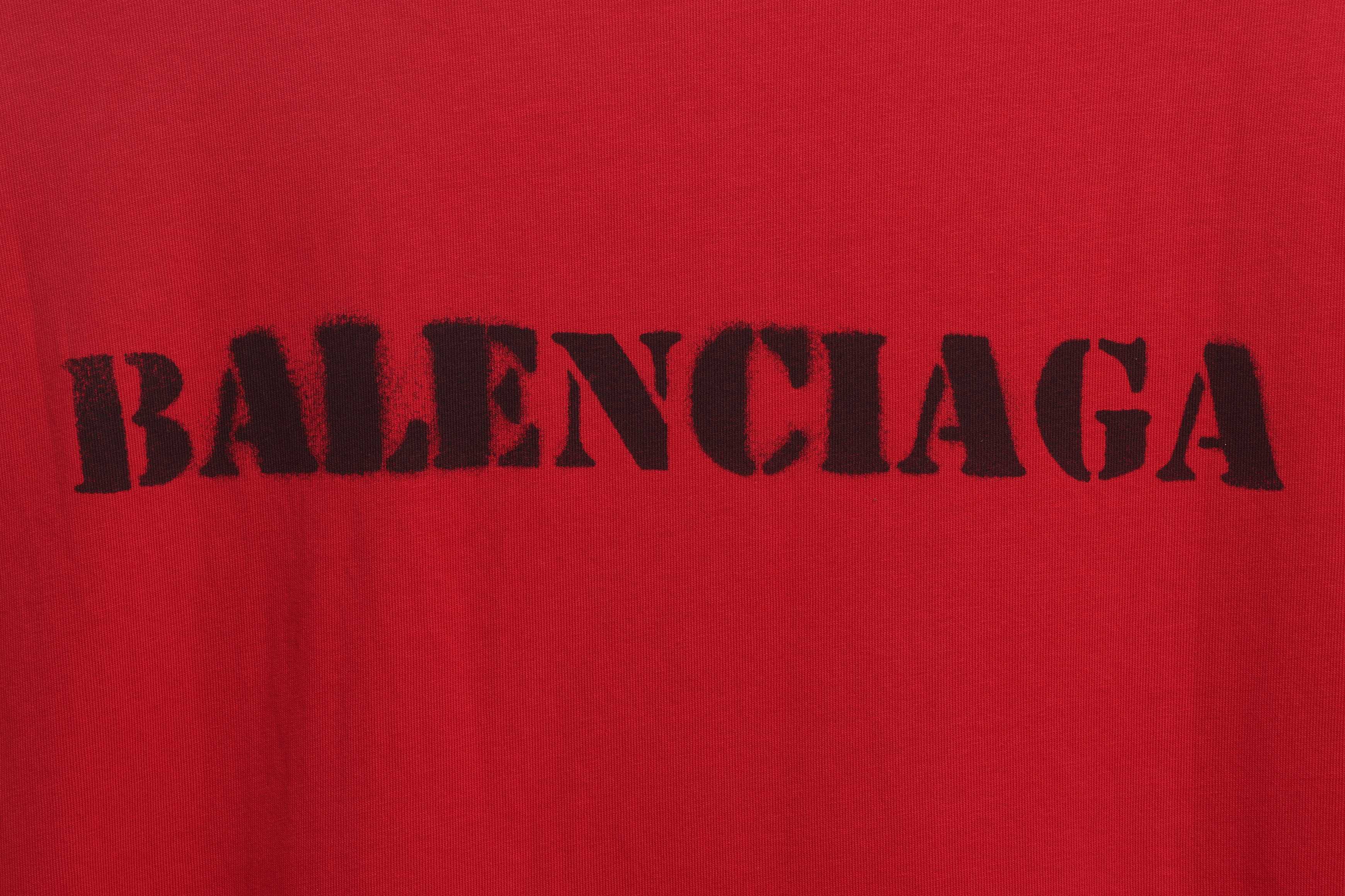 Balenciaga Blurred LOGO Short Sleeve Red