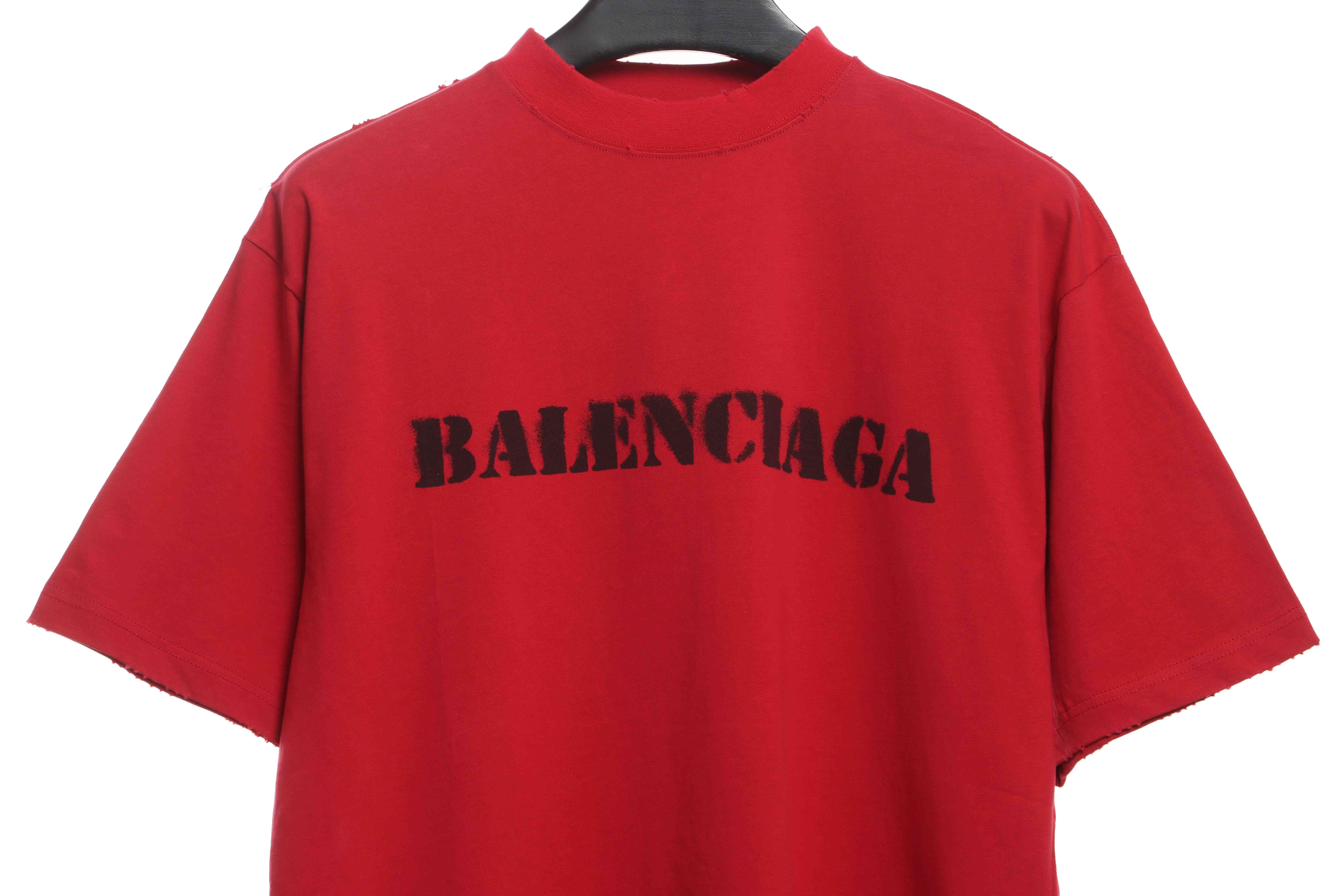 Balenciaga Blurred LOGO Short Sleeve Red