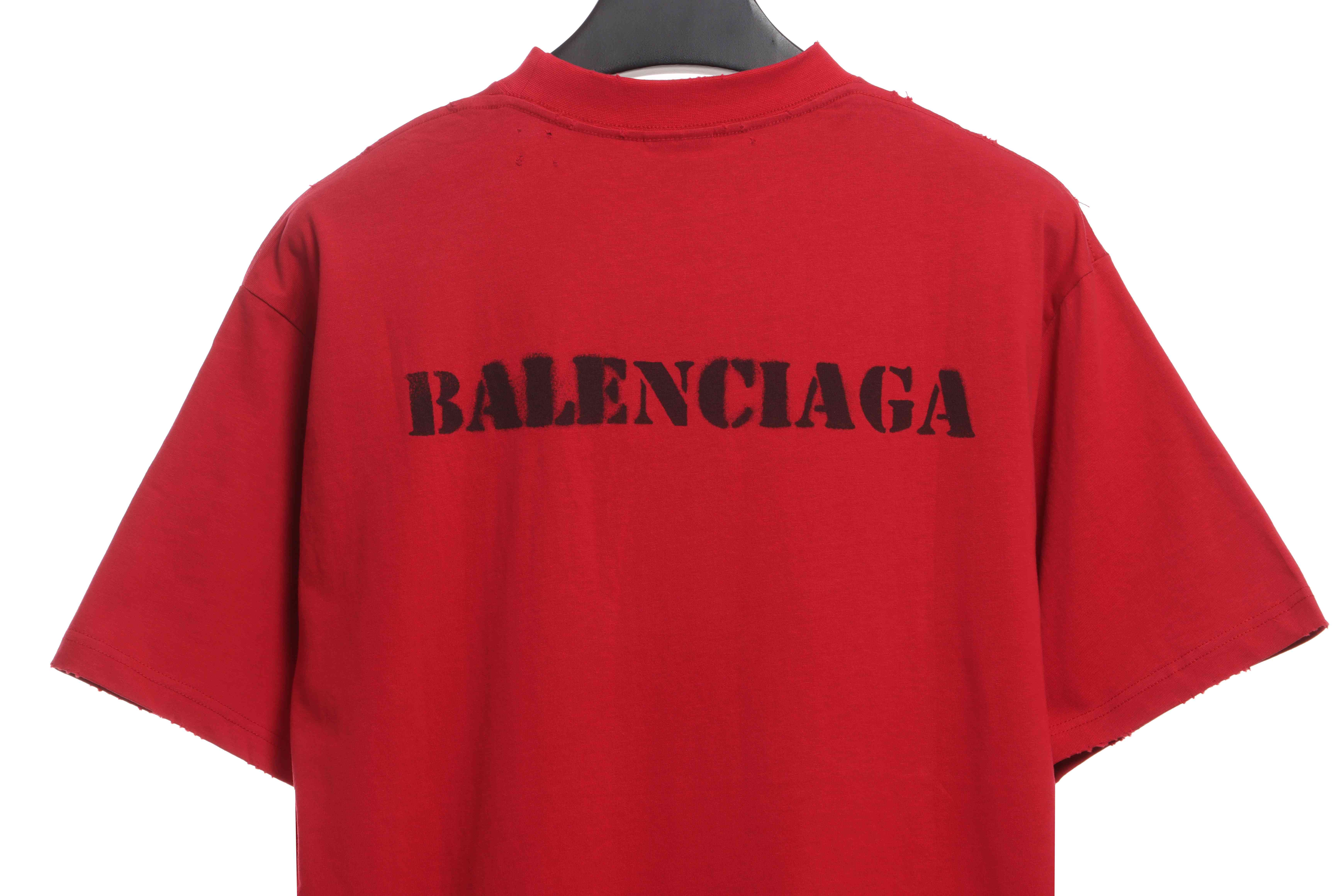 Balenciaga Blurred LOGO Short Sleeve Red