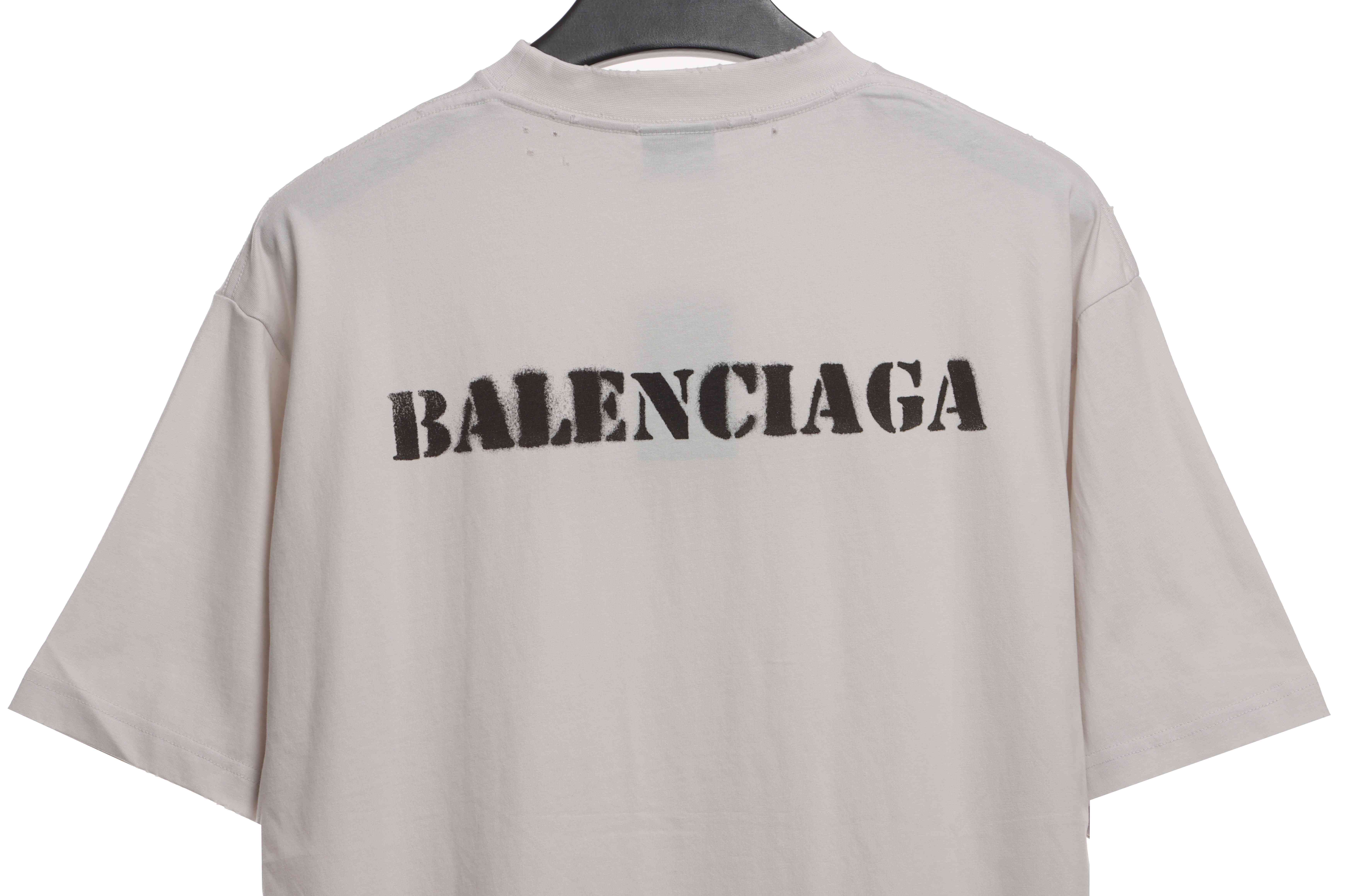 Balenciaga Blurred LOGO Short Sleeve White