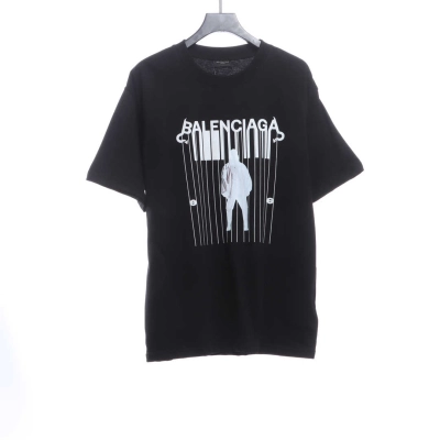 Balenciaga Catwalk Portrait Print Short Sleeves Black 01