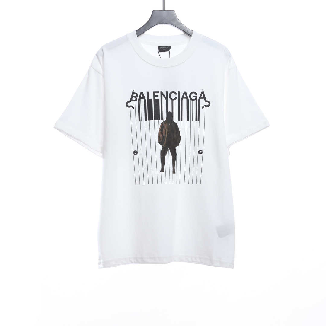 Balenciaga Catwalk Portrait Print Short Sleeves White