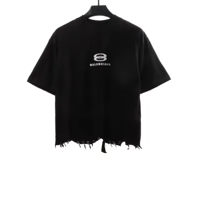 Balenciaga Classic Embroidered Logo Short Sleeve Black 01