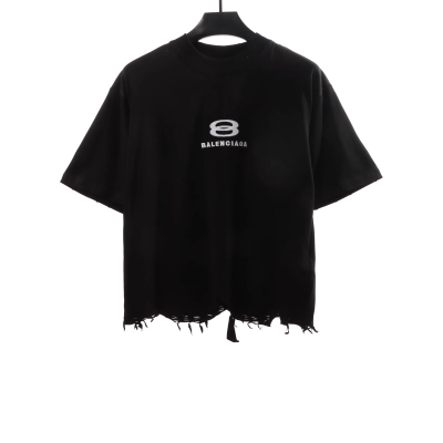 Balenciaga Classic Embroidered Logo Short Sleeve Black 01