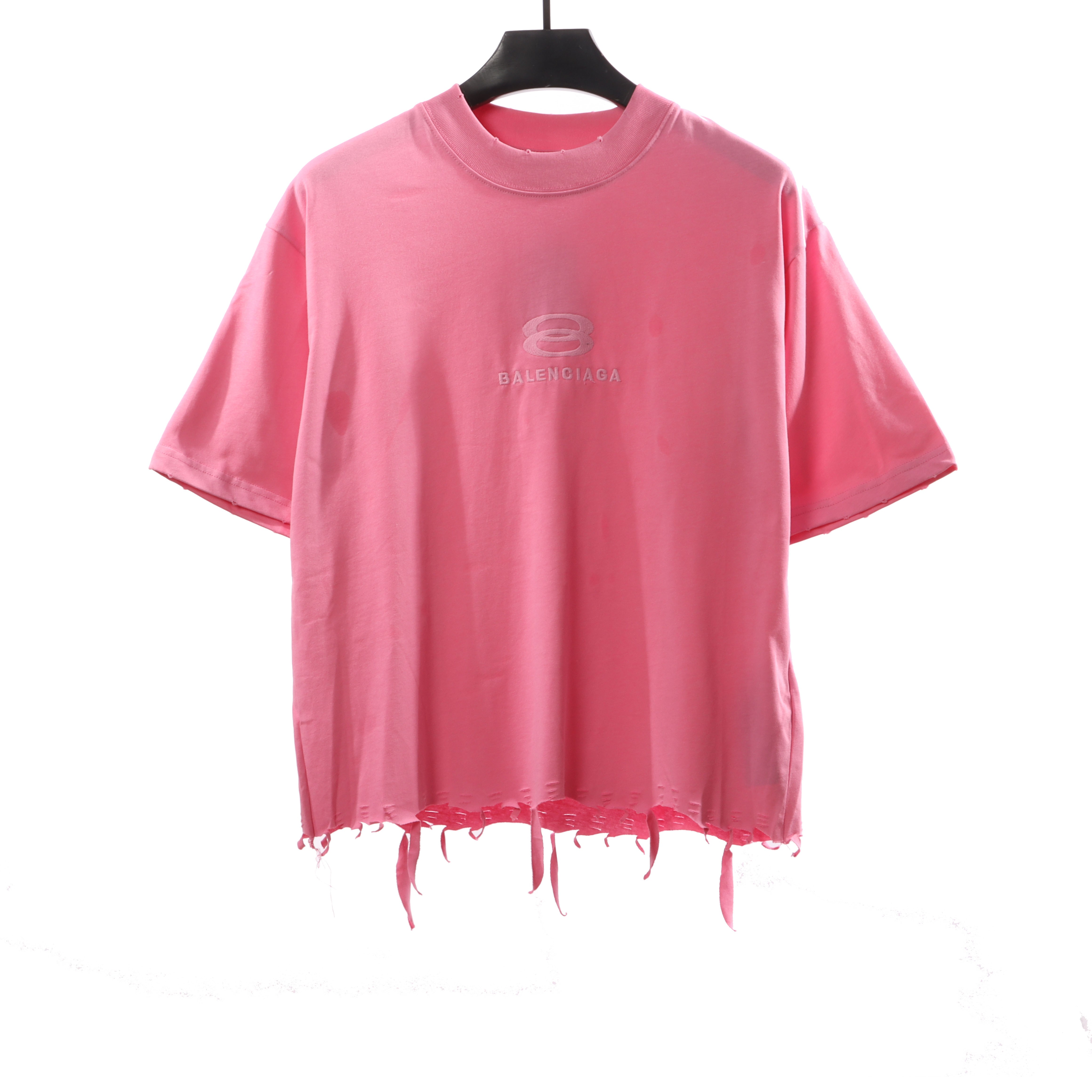 Balenciaga Classic Embroidered Logo Short Sleeve Pink