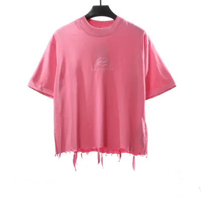 Balenciaga Classic Embroidered Logo Short Sleeve Pink 01