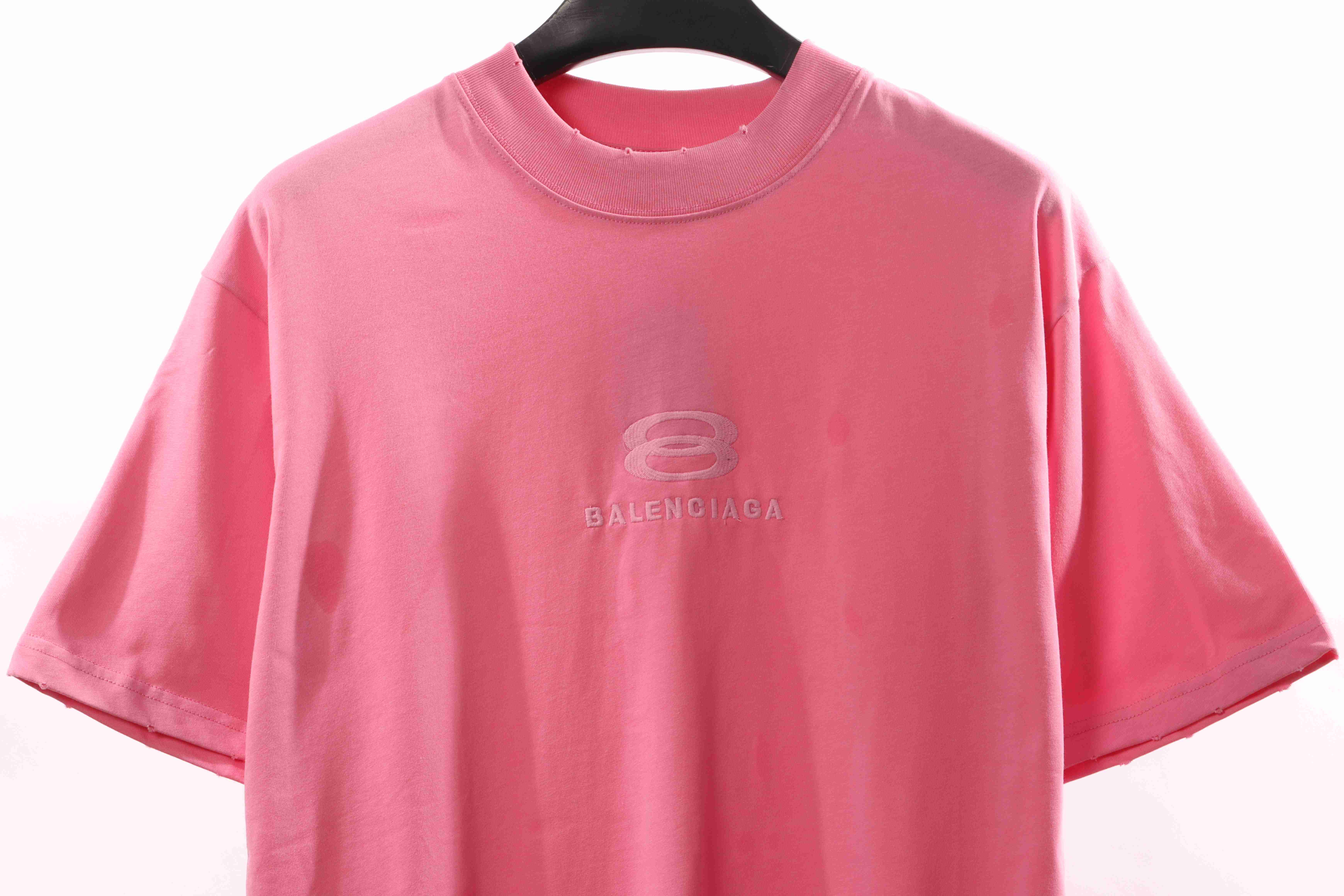 Balenciaga Classic Embroidered Logo Short Sleeve Pink