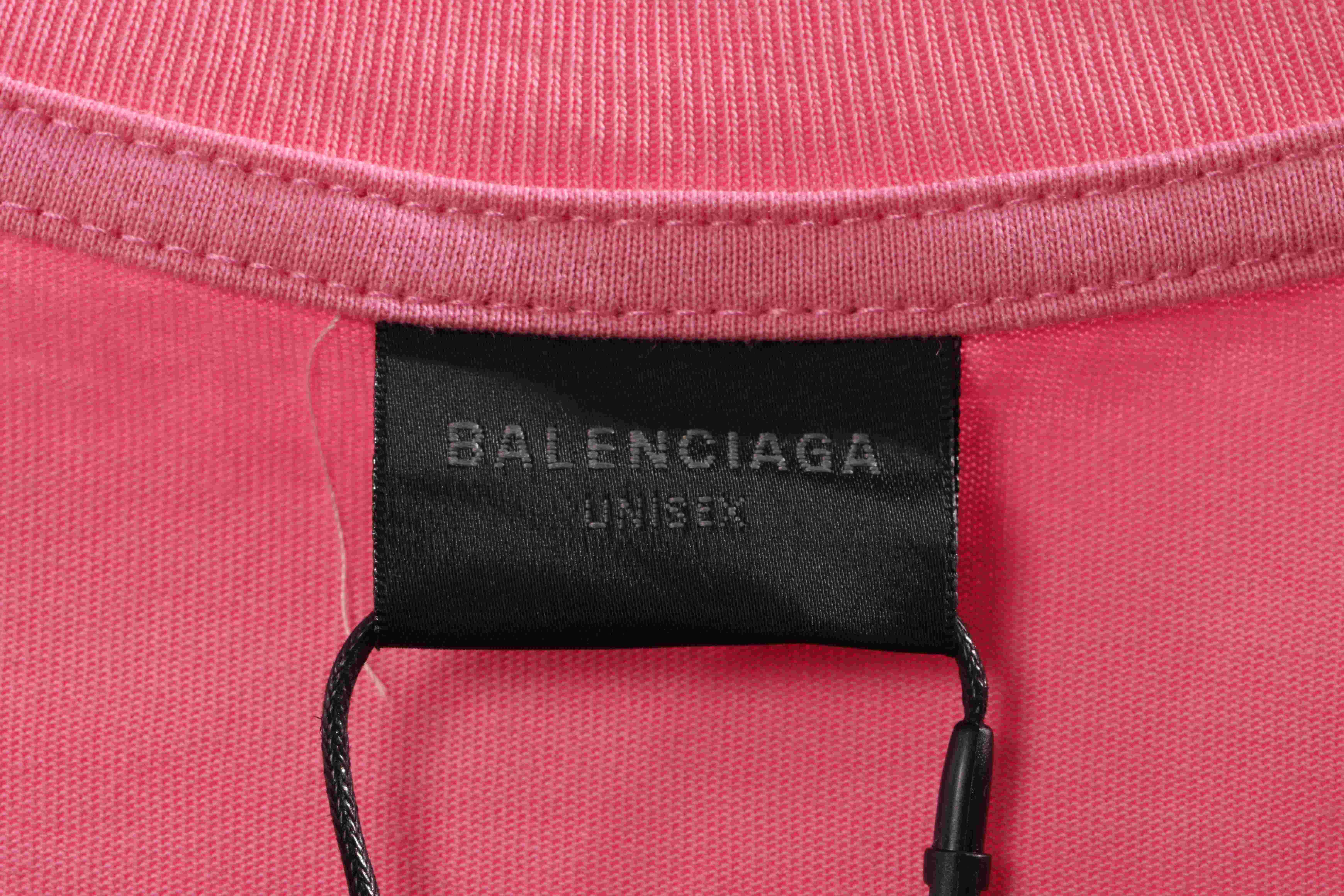 Balenciaga Classic Embroidered Logo Short Sleeve Pink