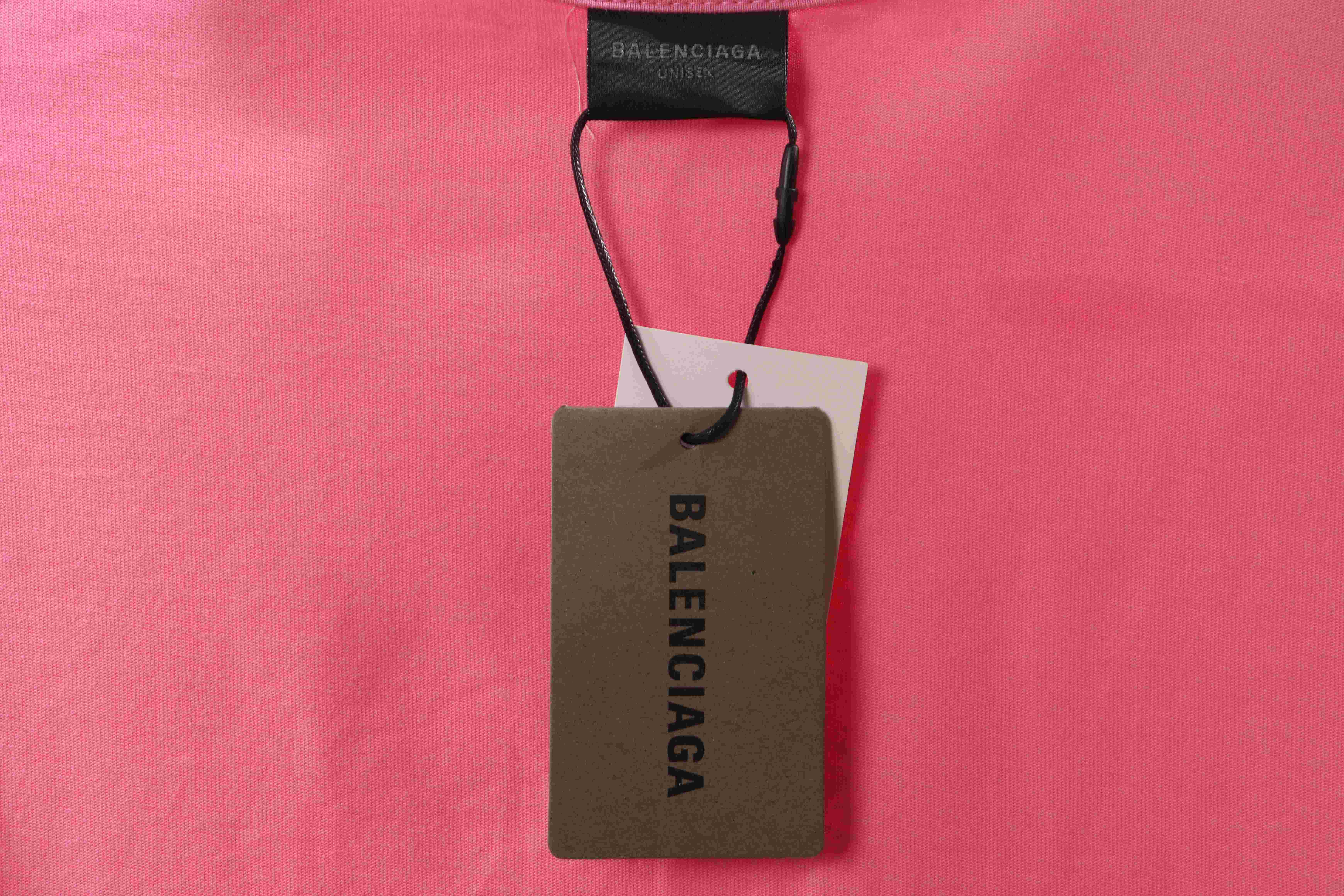 Balenciaga Classic Embroidered Logo Short Sleeve Pink