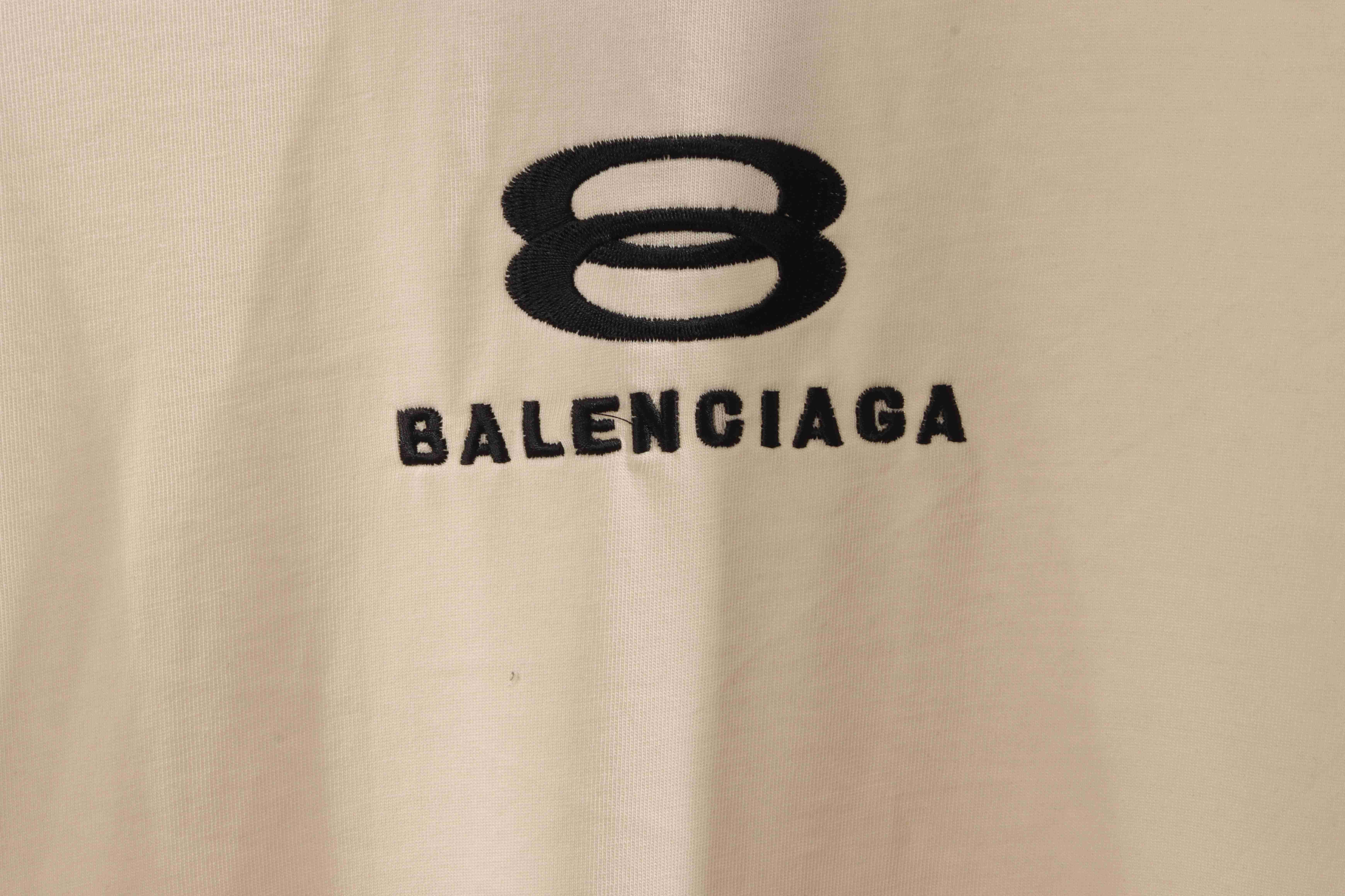 Balenciaga Classic Embroidered Logo Short Sleeve White