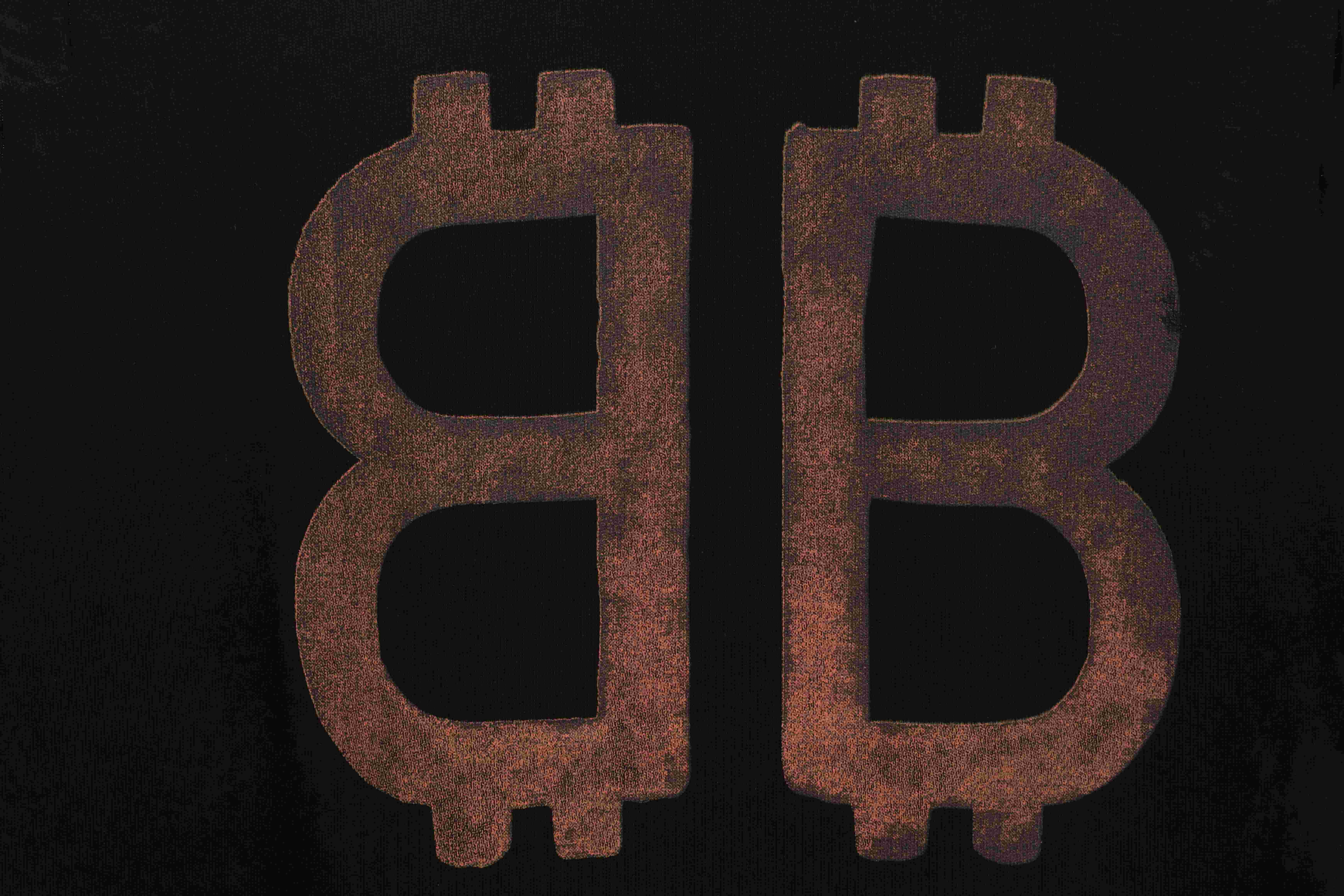 Balenciaga Distressed Mud-Dyed Double B Print Short Sleeves Black