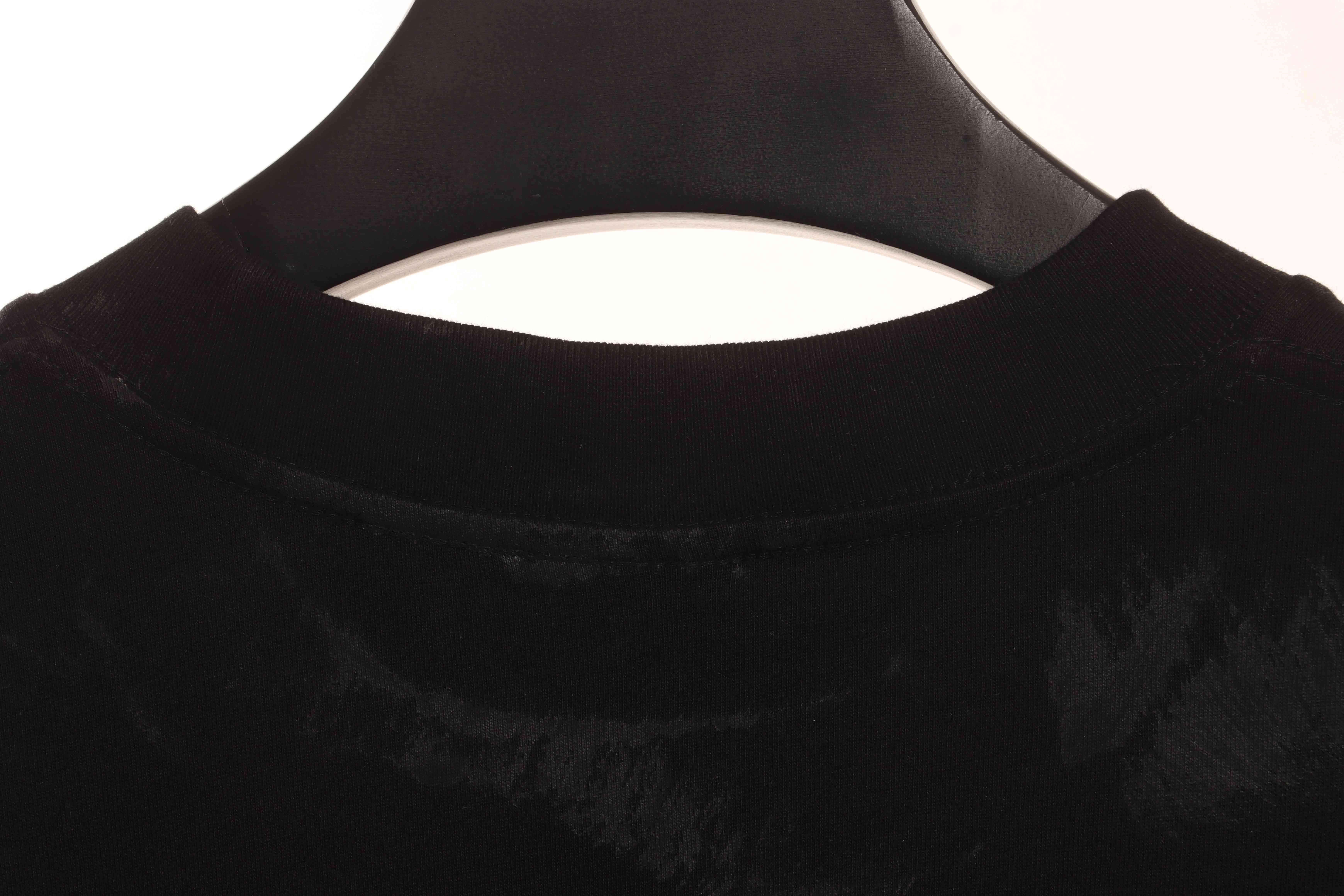 Balenciaga Distressed Mud-Dyed Double B Print Short Sleeves Black