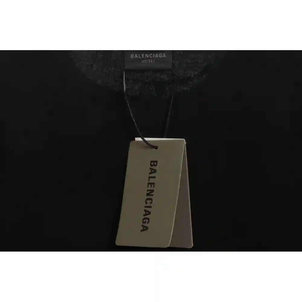 Balenciaga Distressed Mud-Dyed Double B Print Short Sleeves Black