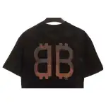 Balenciaga Distressed Mud-Dyed Double B Print Short Sleeves Black