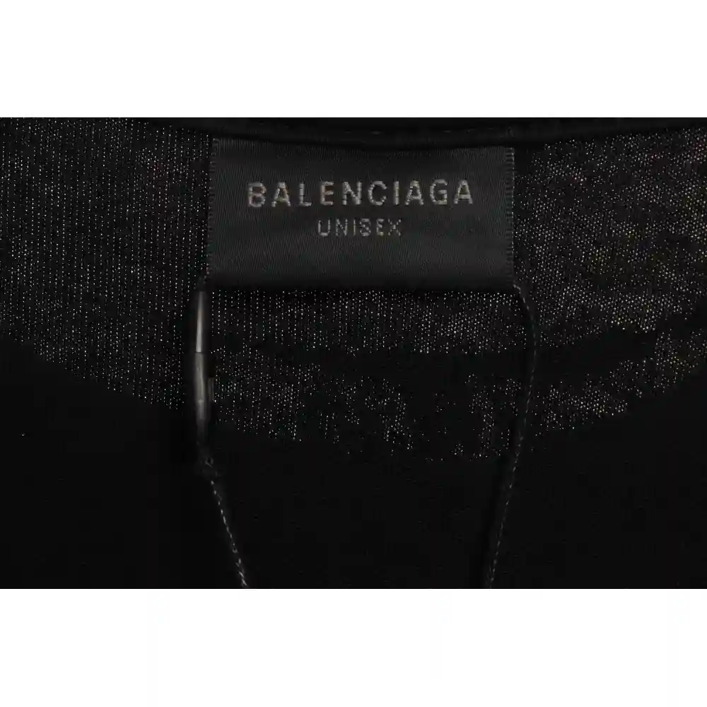 Balenciaga Distressed Mud-Dyed Double B Print Short Sleeves Black