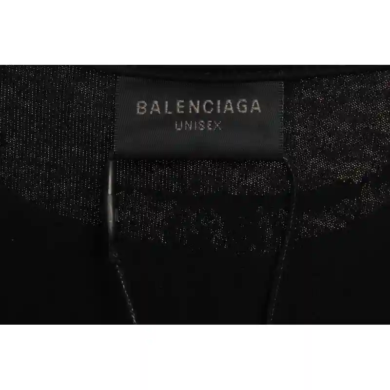 Balenciaga Distressed Mud-Dyed Double B Print Short Sleeves Black