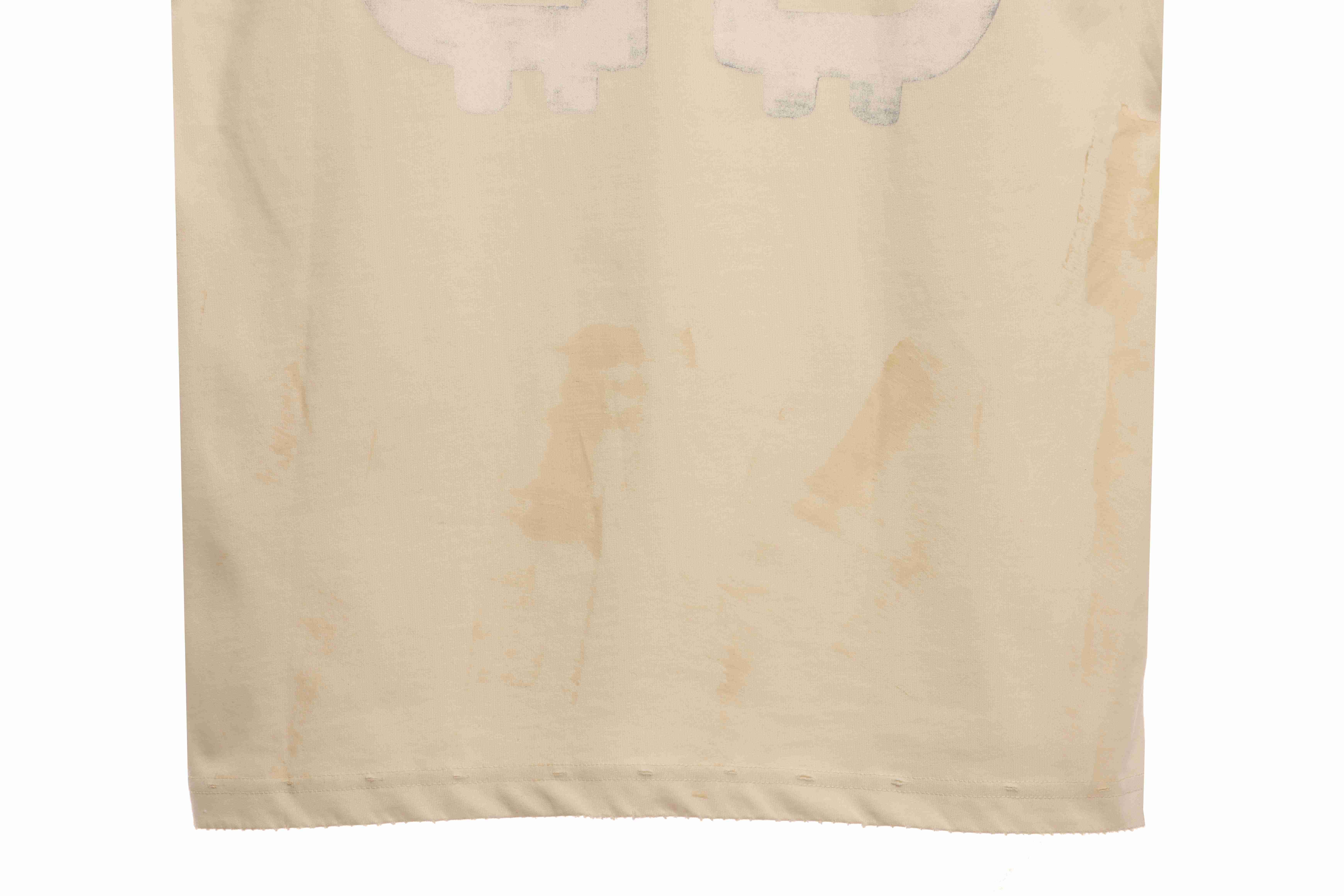 Balenciaga Distressed Mud-Dyed Double B Print Short Sleeves White