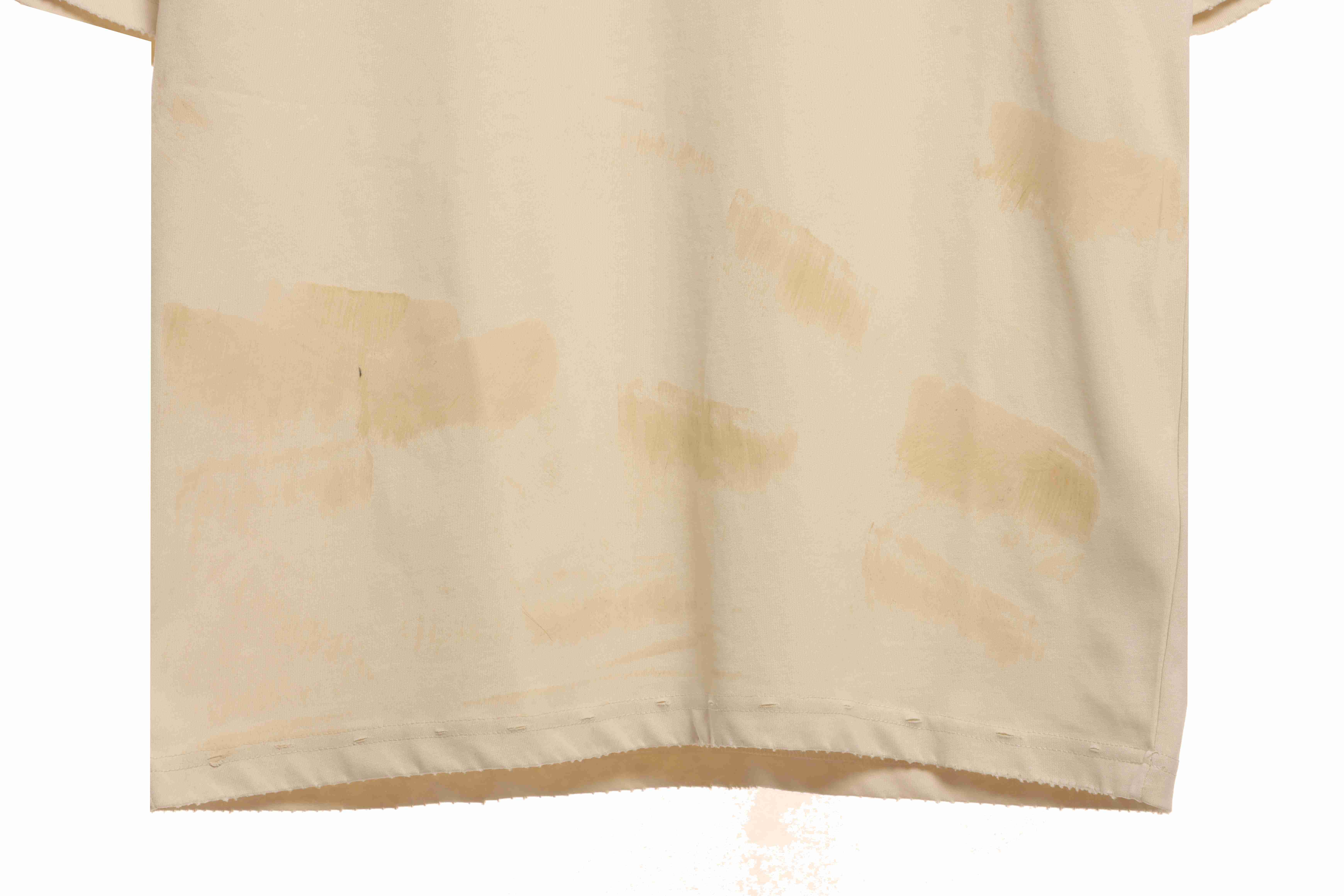 Balenciaga Distressed Mud-Dyed Double B Print Short Sleeves White