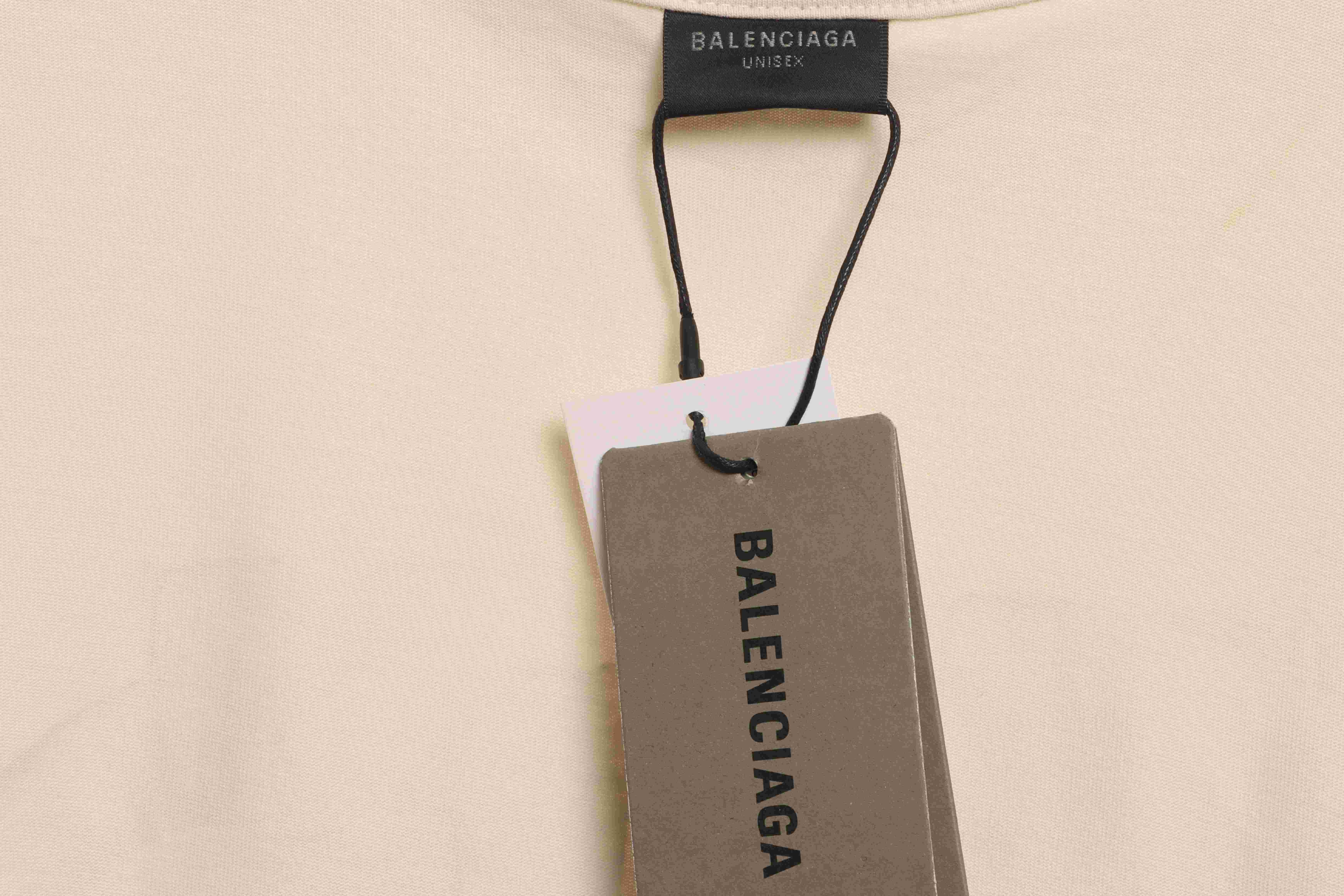 Balenciaga Distressed Mud-Dyed Double B Print Short Sleeves White