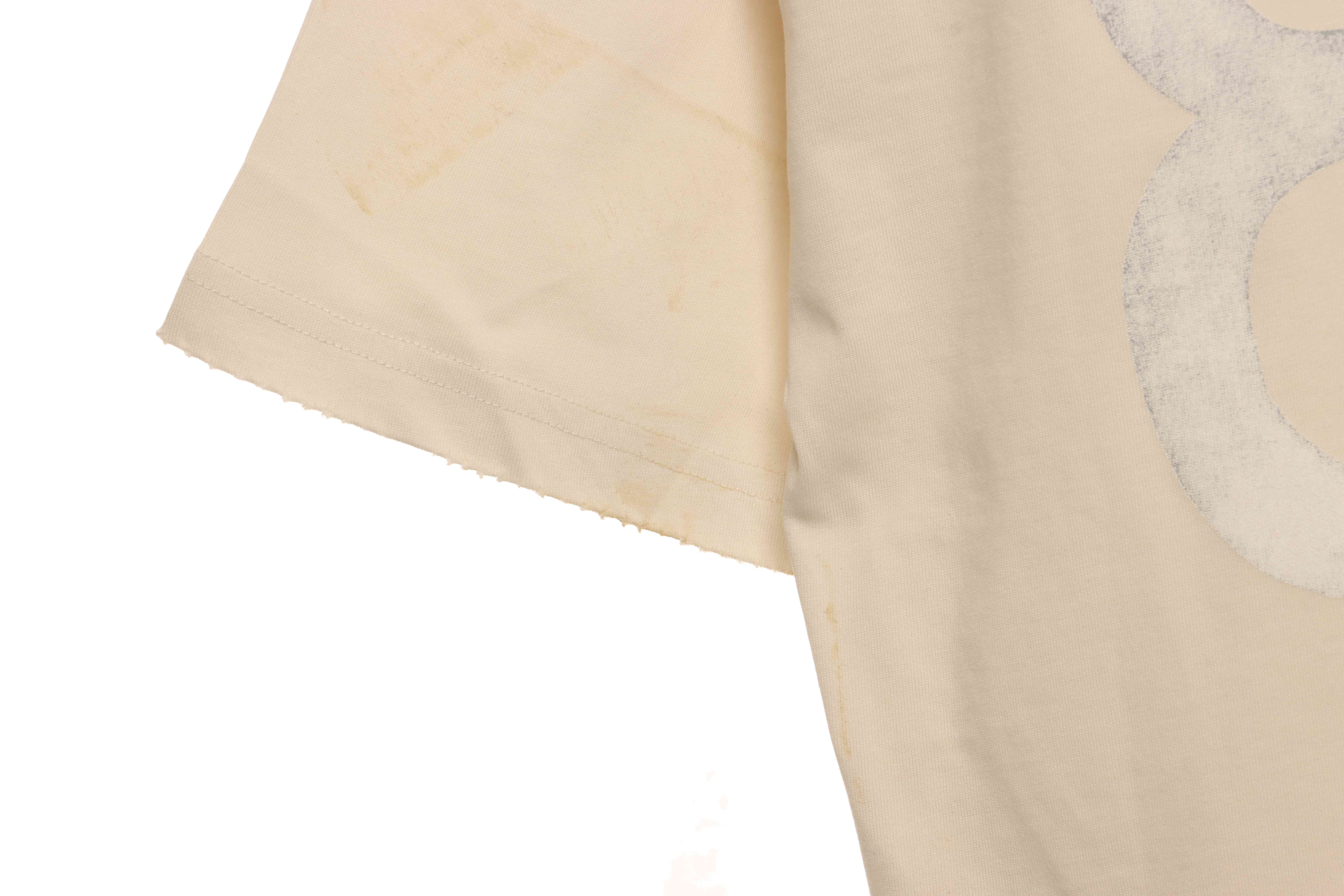 Balenciaga Distressed Mud-Dyed Double B Print Short Sleeves White