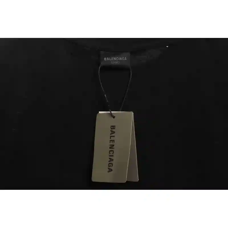 Balenciaga Distressed Mud-Dyed Sanskrit Print Short Sleeves Black