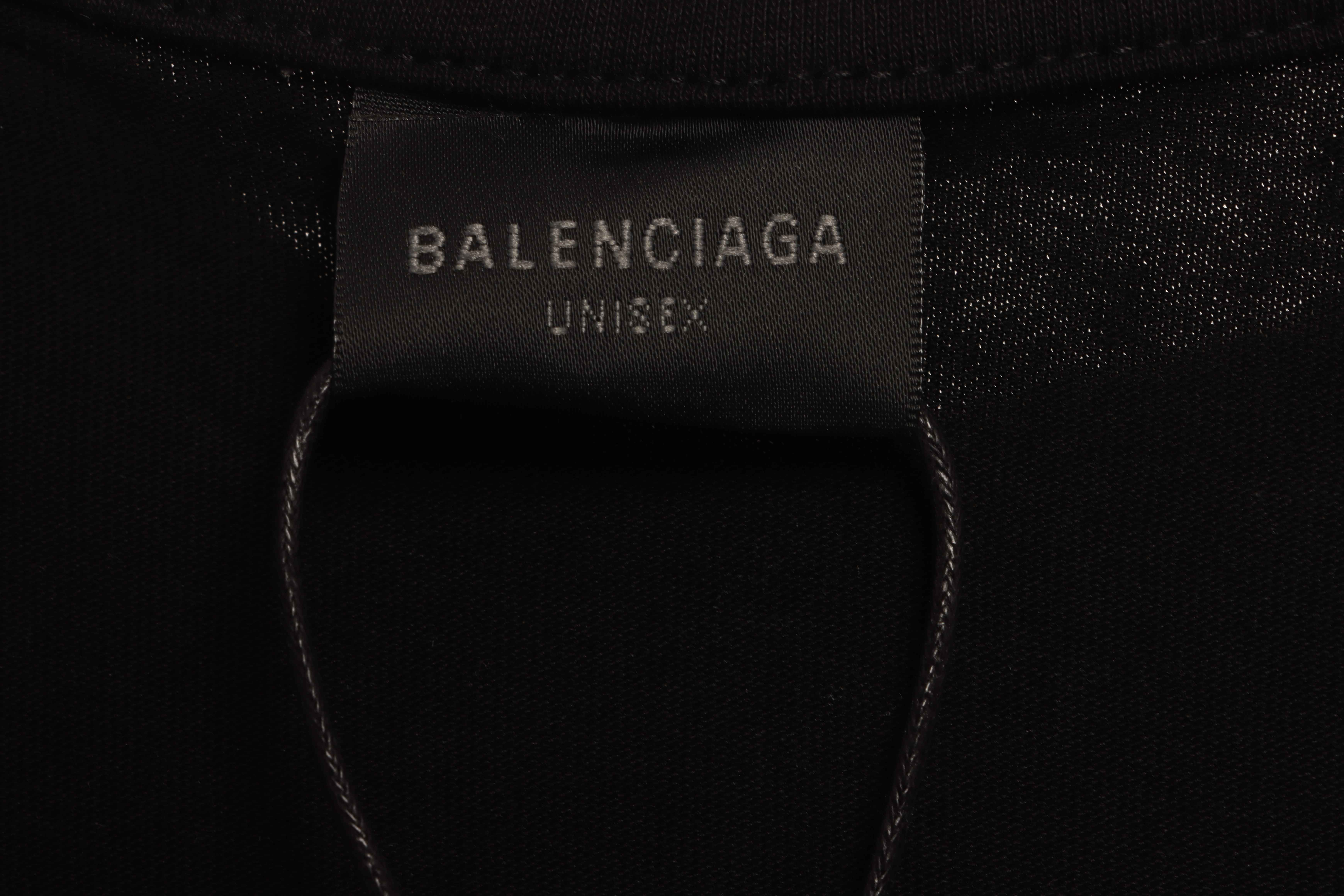 Balenciaga Distressed Mud-Dyed Sanskrit Print Short Sleeves Black