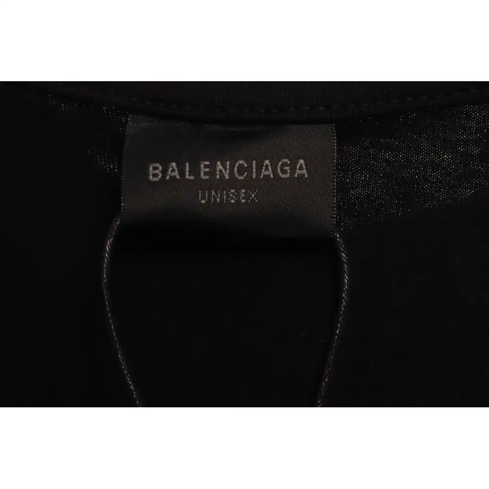 Balenciaga Distressed Mud-Dyed Sanskrit Print Short Sleeves Black