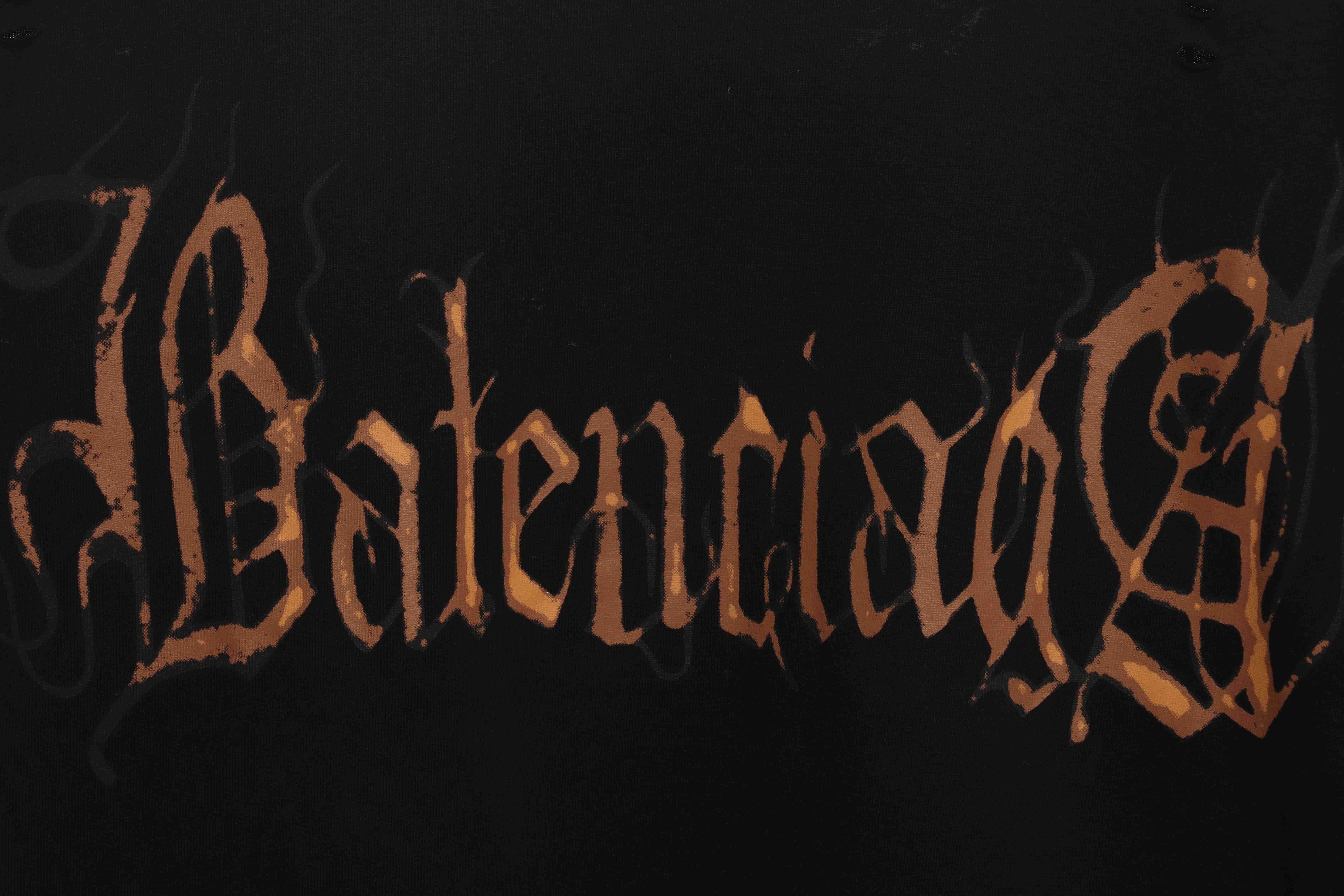 Balenciaga Distressed Mud-Dyed Sanskrit Print Short Sleeves Black