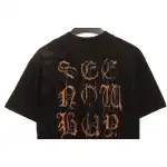 Balenciaga Distressed Mud-Dyed Sanskrit Print Short Sleeves Black