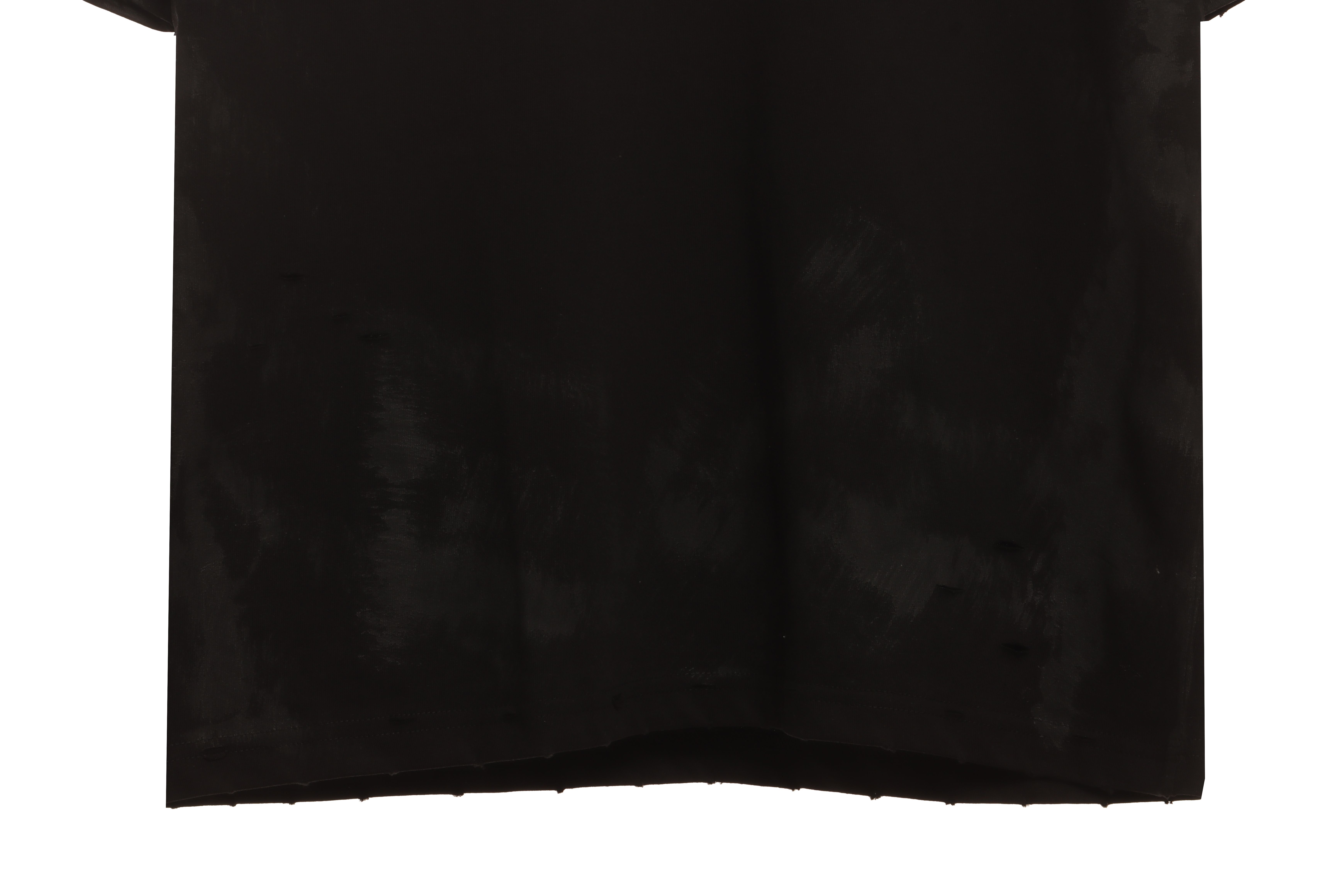 Balenciaga Distressed Mud-Dyed Sanskrit Print Short Sleeves Black